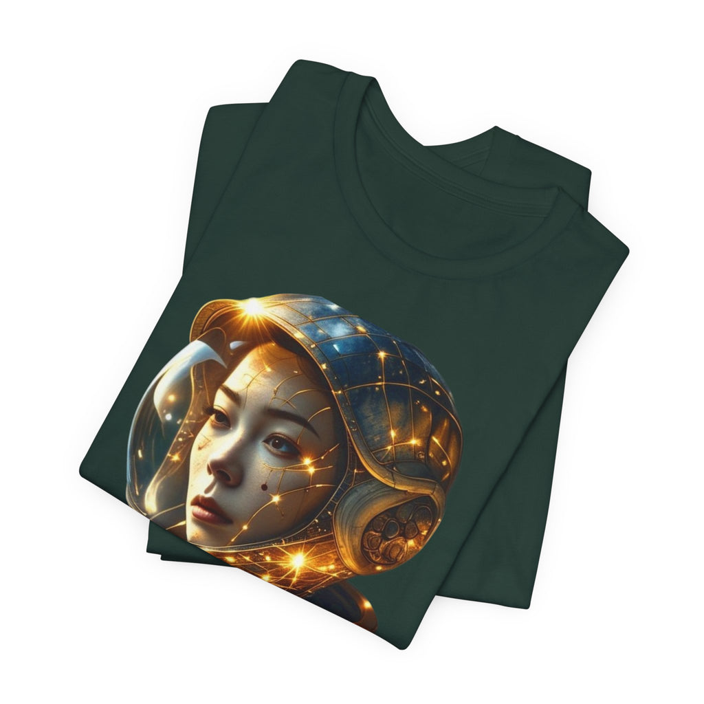 PRB Astronaut Portrait Tee — Starry Cosmic Helmet Graphic T-Shirt by Power Runs Black