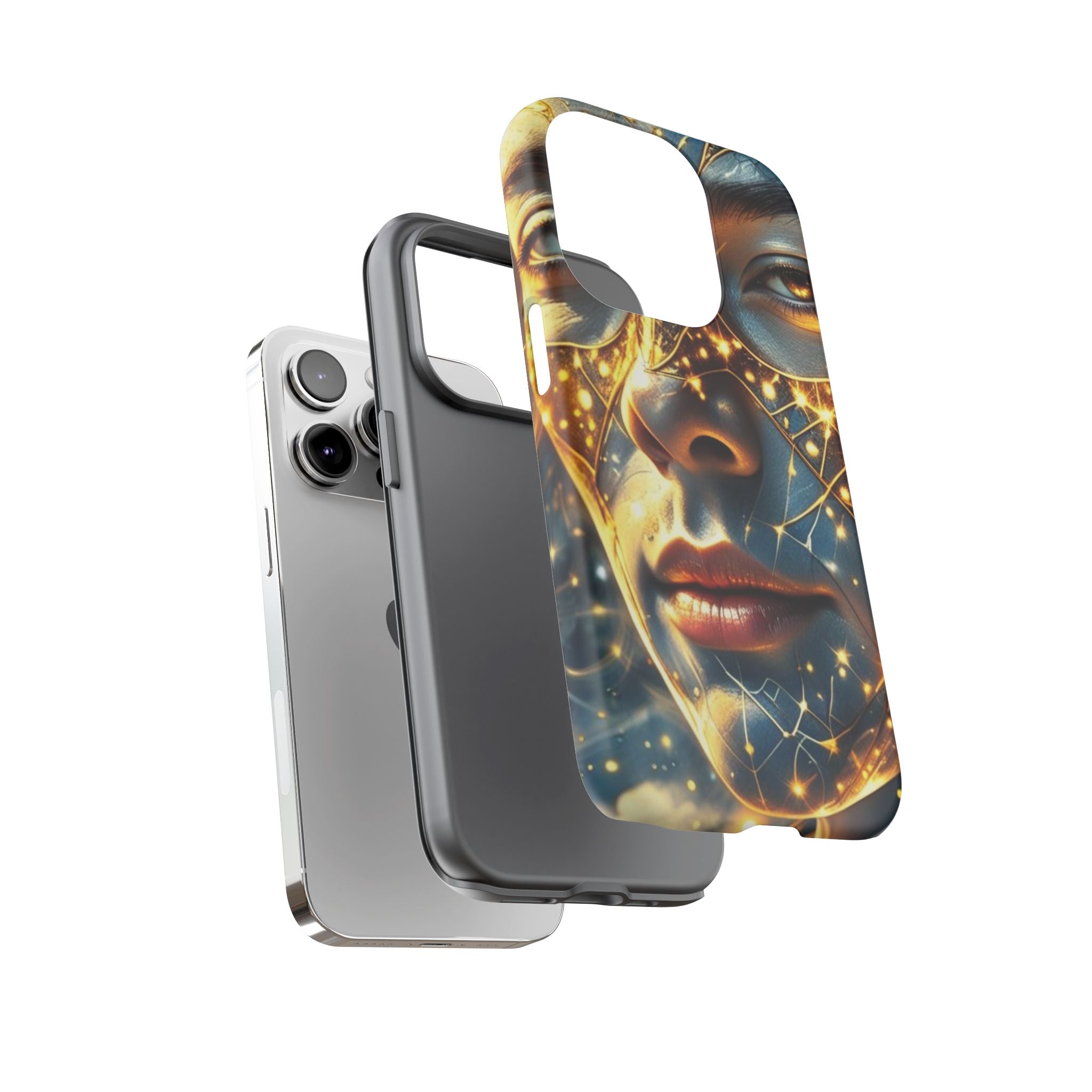 PRB Galactic Portrait Tough Case | Cosmic Face Phone Case, Starry Nebula Design by Power Runs Black