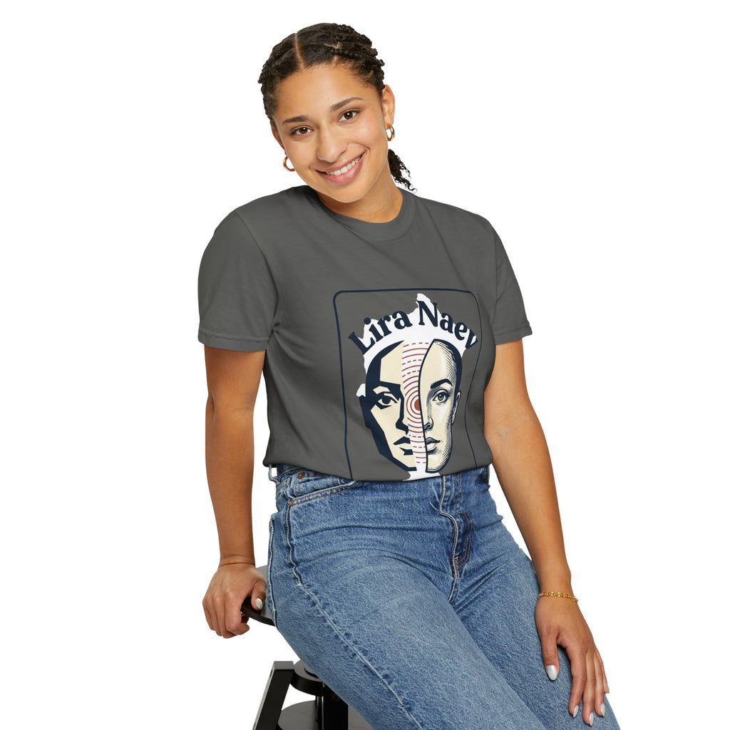 Power Runs Black PRB Lira Naev Split-Face Graphic T-Shirt — “Perception shifts the center” Statement Tee by Power Runs Black