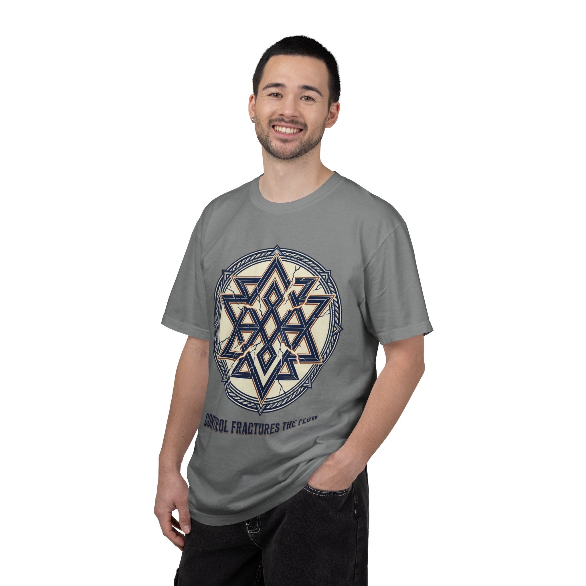 Power Runs Black PRB Geometric Star Mandala T-Shirt — "Control Fractures the Flow" Graphic Tee by Power Runs Black