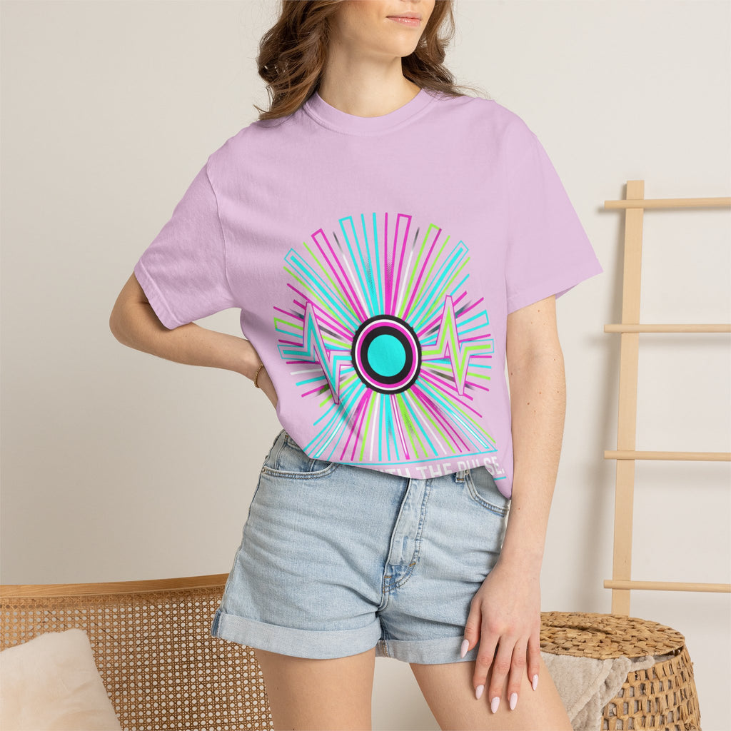 Power Runs Black PRB Electric "Move With Pulse" Graphic T-Shirt — Neon Sunburst Design by Printify
