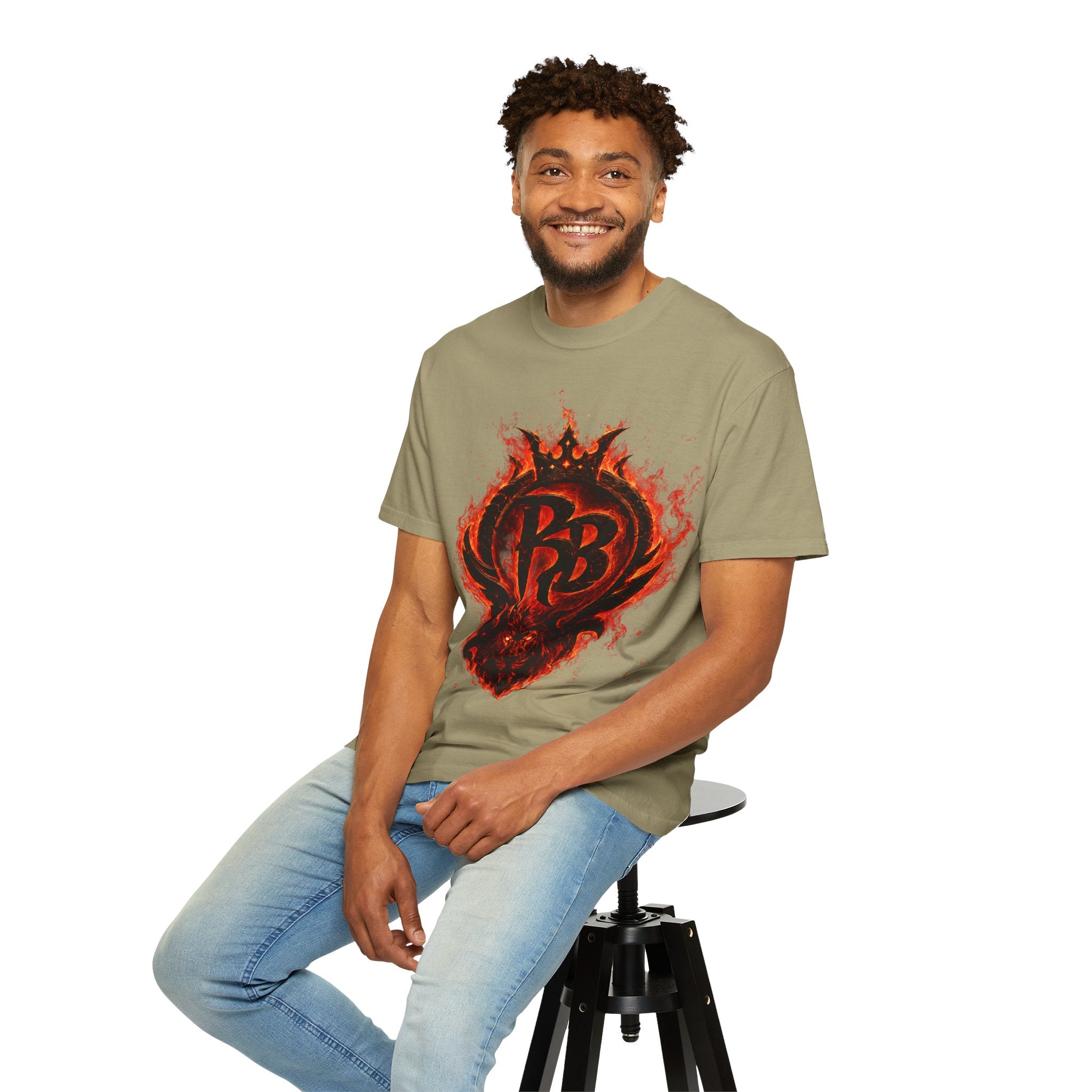 Power Runs Back PRB Flame Logo T-shirt | Fiery Emblem Tee, Grunge Rock Chic by Power Runs Black