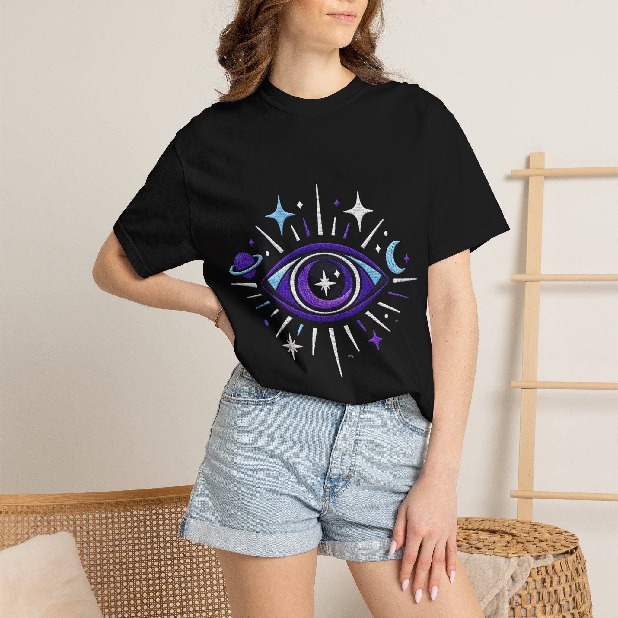 PRB Mystic All-Seeing Eye T-shirt | Cosmic Moon and Stars by Printify