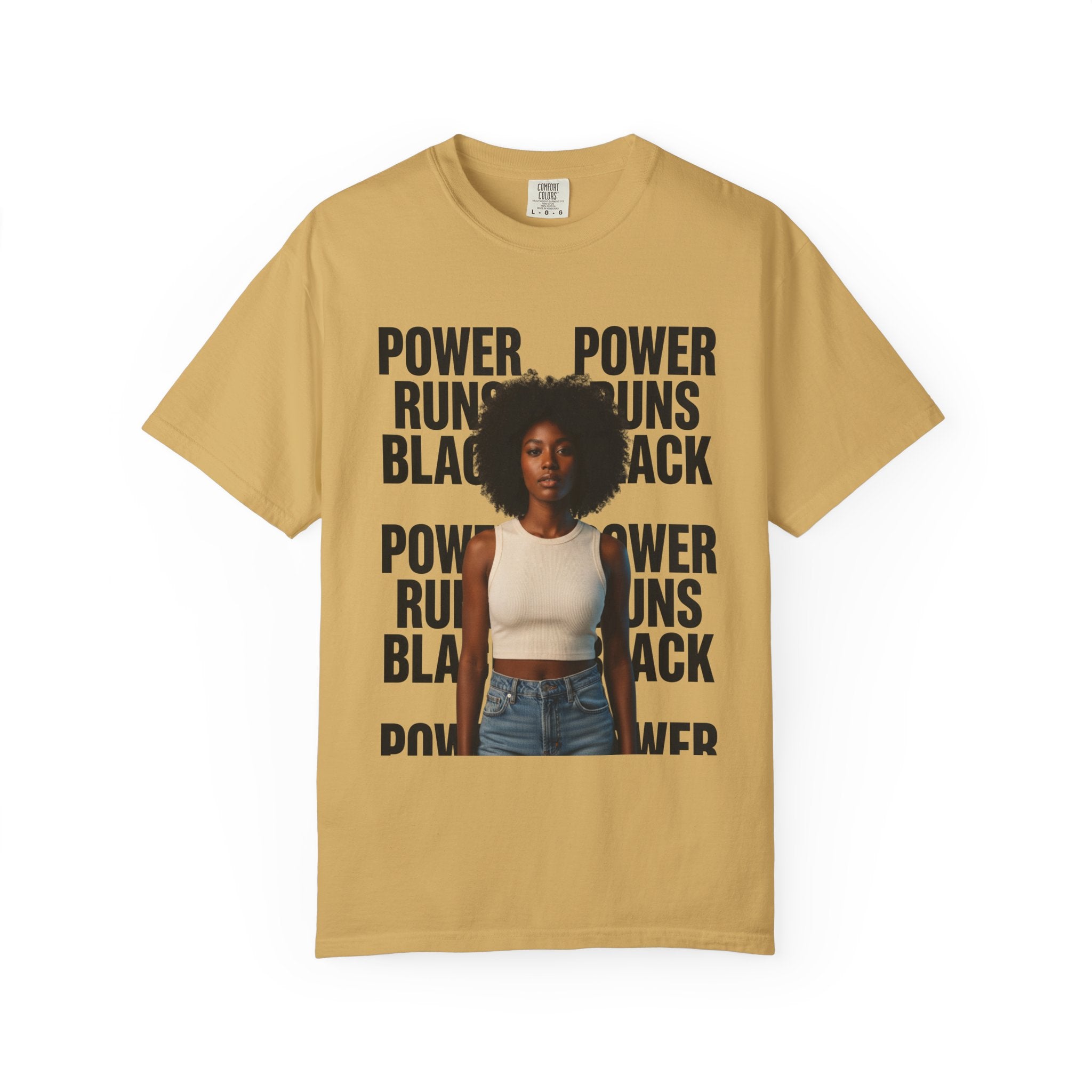 PRB Power Runs Black T-Shirt — Empowerment Portrait Tee by Power Runs Black