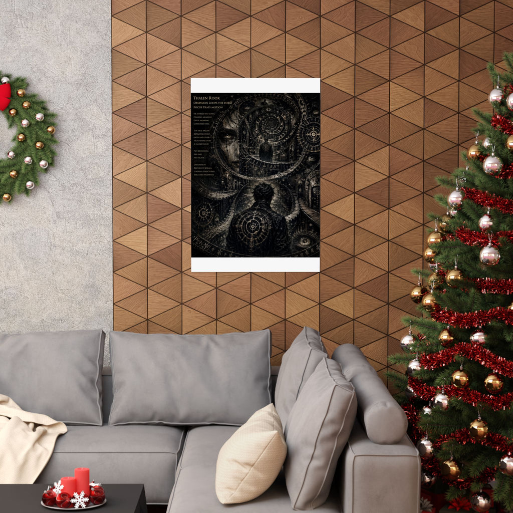 Power Runs Black Dark Surreal Poster — Spiral Dreamscape Matte Vertical Art Print by Power Runs Black