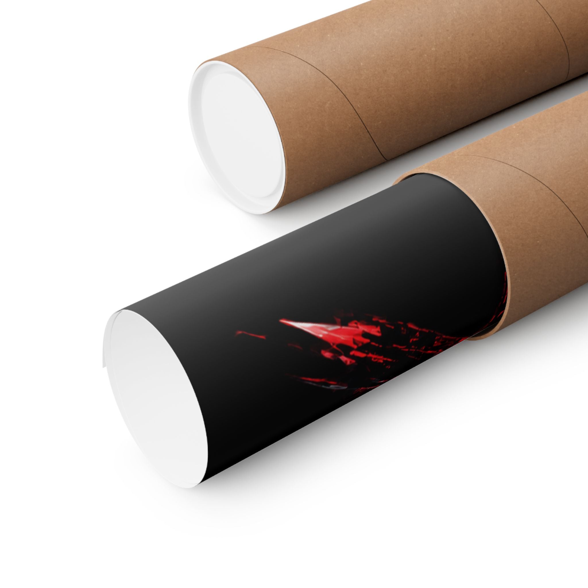 Power Runs Black Matte Poster — Red Panther Skull Graphic Wall Art by Power Runs Black