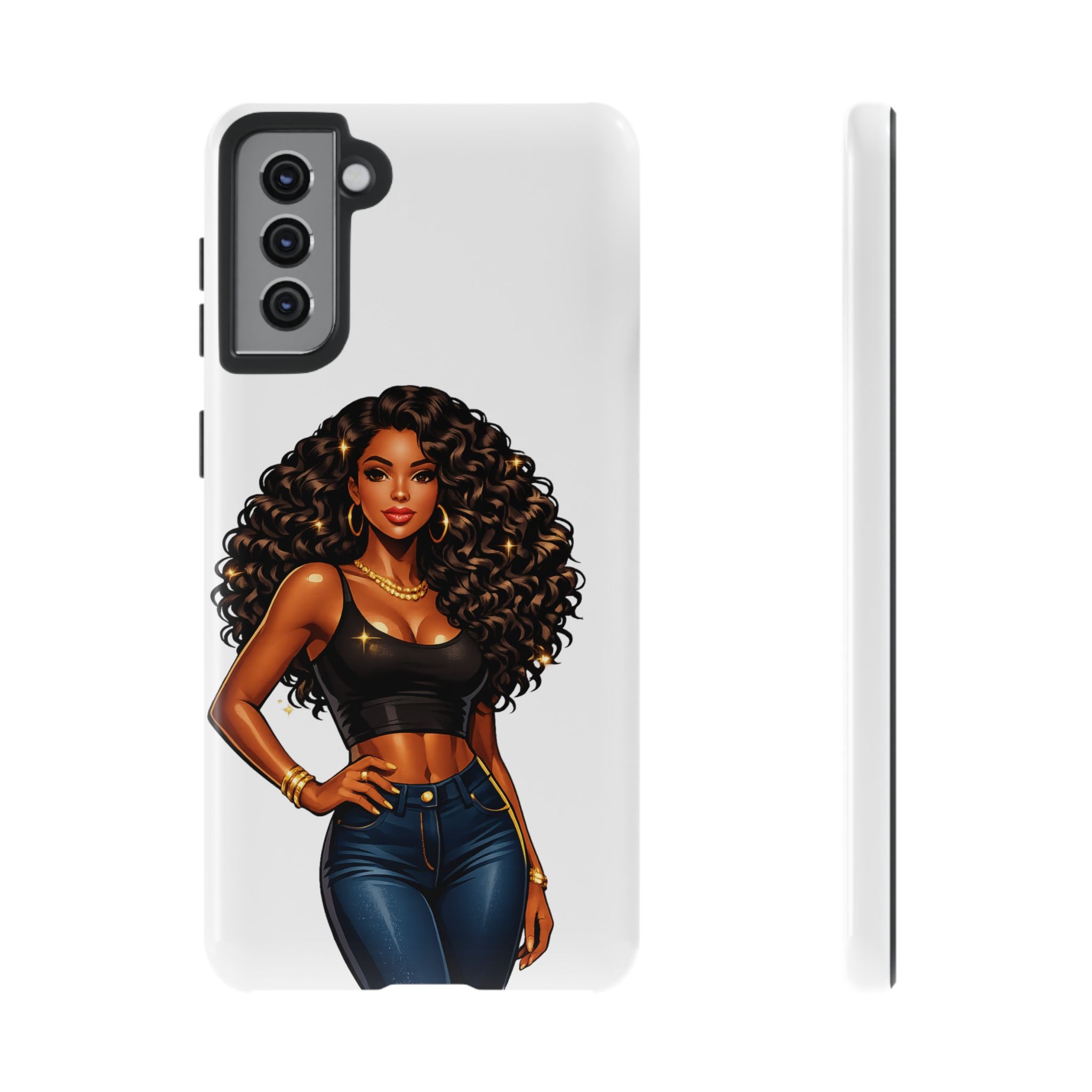 Pretty Rich Bitch by PRB Curly Hair Phone Case by Power Runs Black