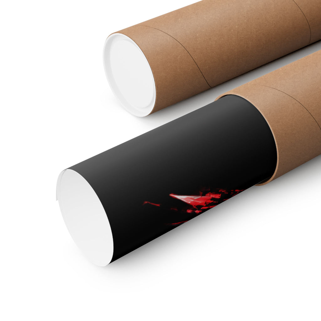 Power Runs Black Matte Poster — Red Panther Skull Graphic Wall Art by Power Runs Black