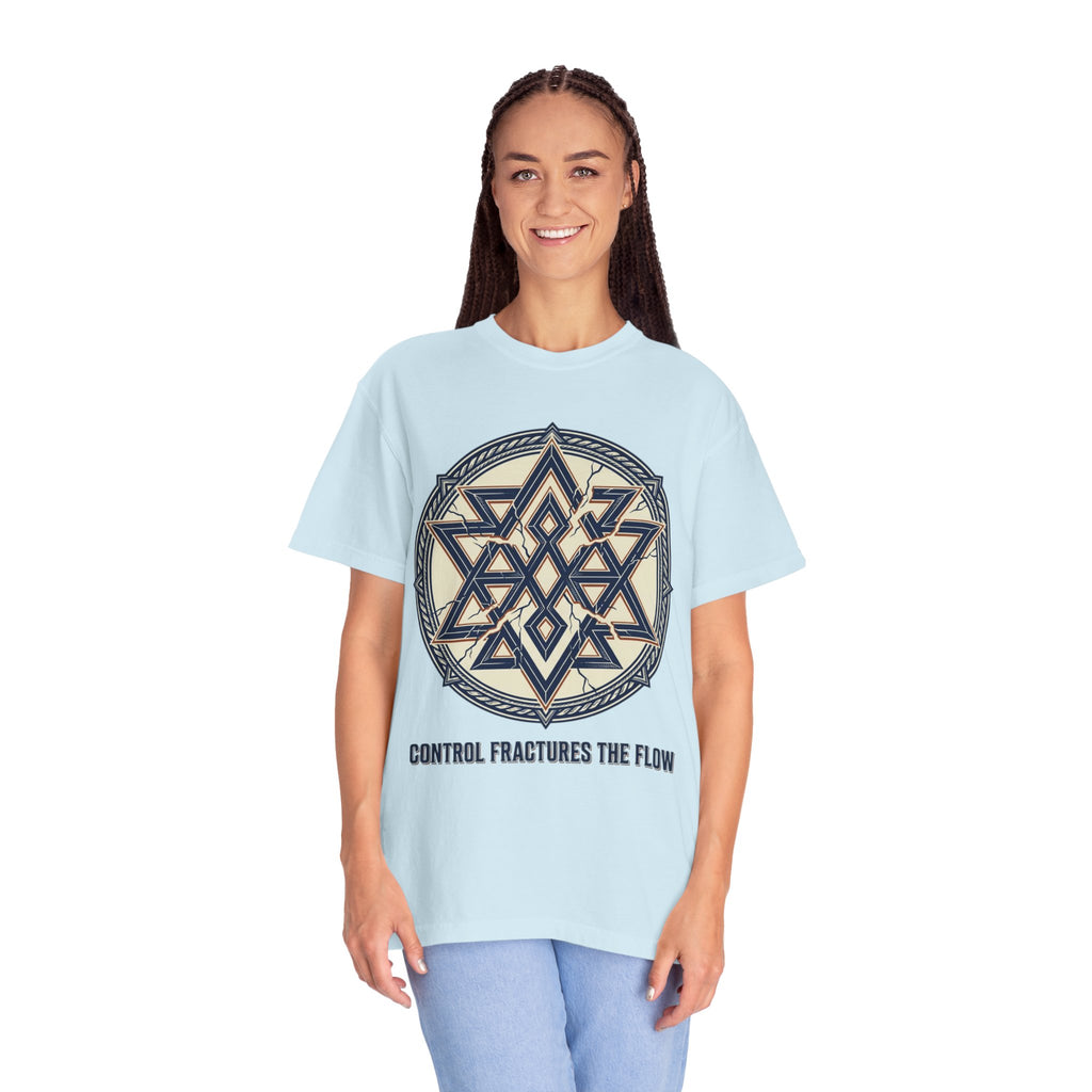 Power Runs Black PRB Geometric Star Mandala T-Shirt — "Control Fractures the Flow" Graphic Tee by Power Runs Black