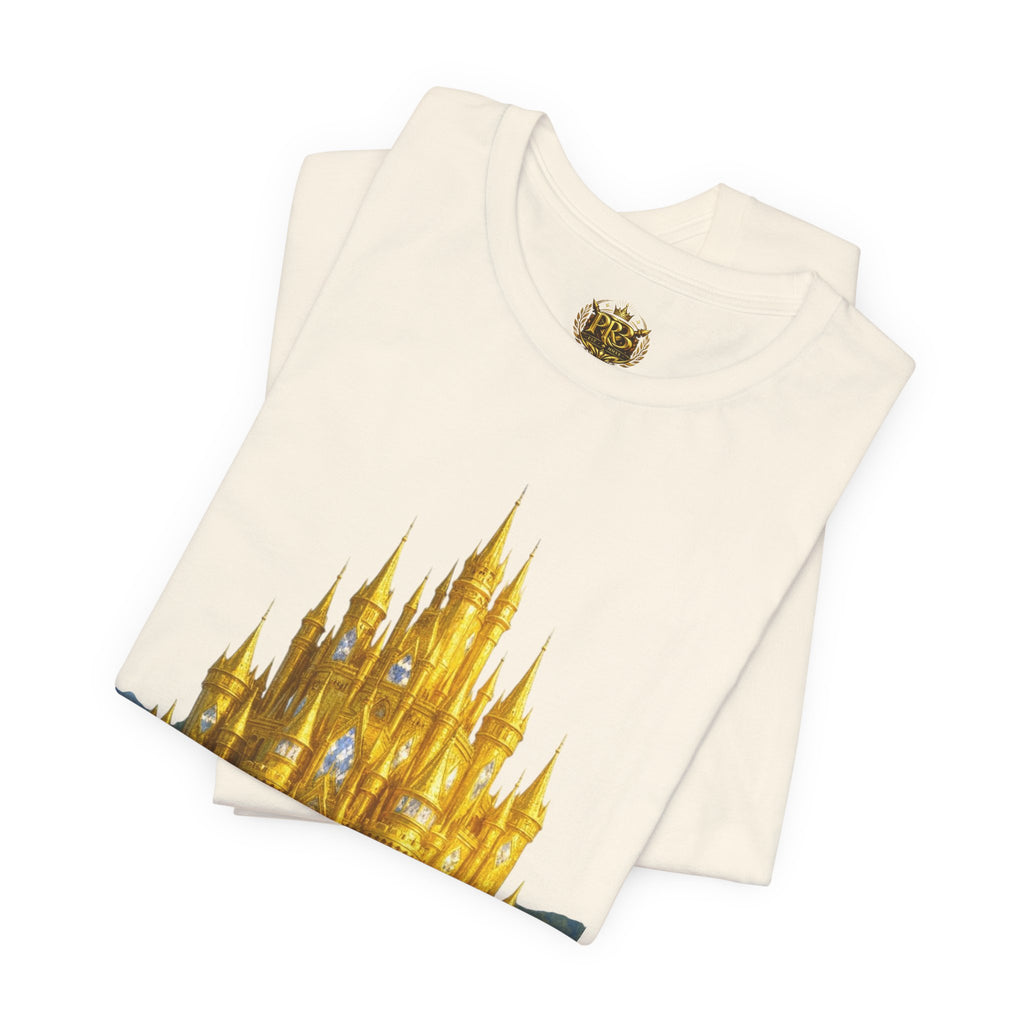PRB Golden Fantasy Castle Tee | Magical Kingdom Illustration, Fairytale Scene by Printify