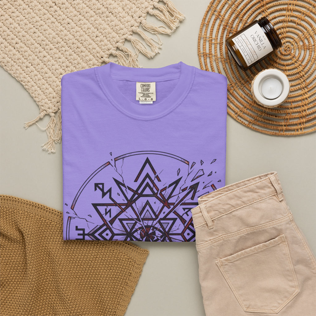 Power Runs Black PRB Eryx Tal Geometric Mandala T-Shirt — Symmetric Star Graphic Tee by Printify