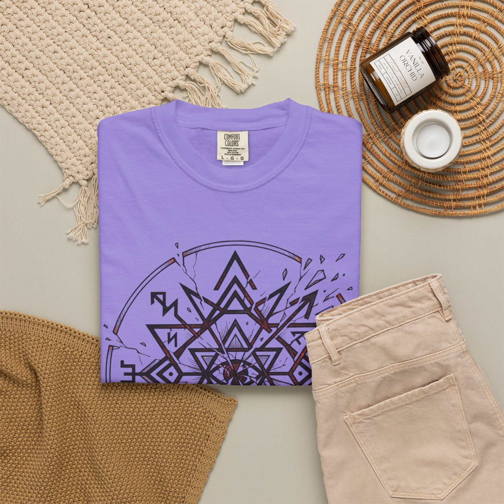 Power Runs Black PRB Eryx Tal Geometric Mandala T-Shirt — Symmetric Star Graphic Tee by Printify