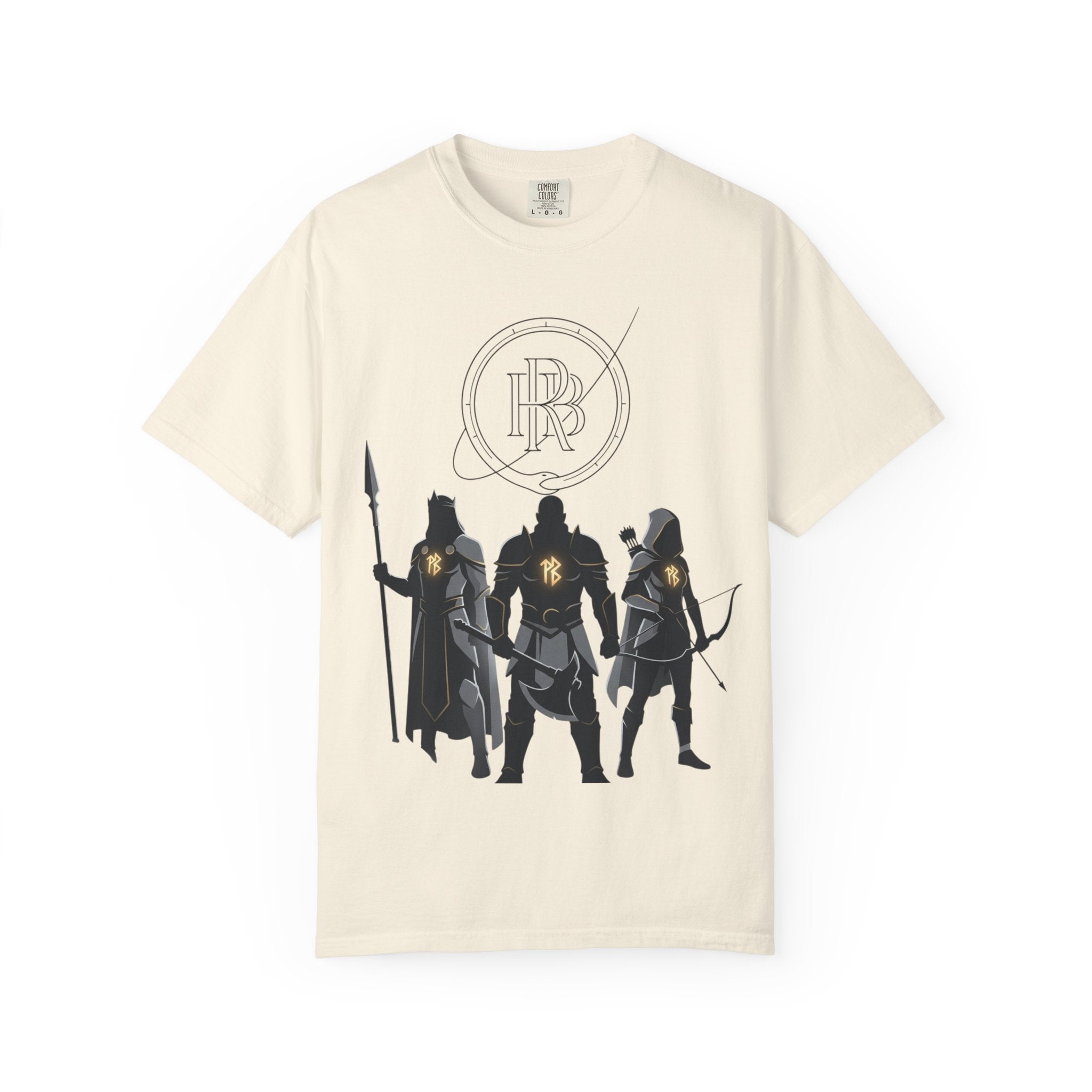 Printify PRB Fantasy Warrior Party T-Shirt — Knight, Archer & Spearfighter Silhouette Tee - T-Shirt