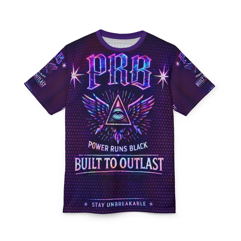 PRB Built to Outlast PRB Graphic Tee — Power Runs Black All-Over Print by Printify