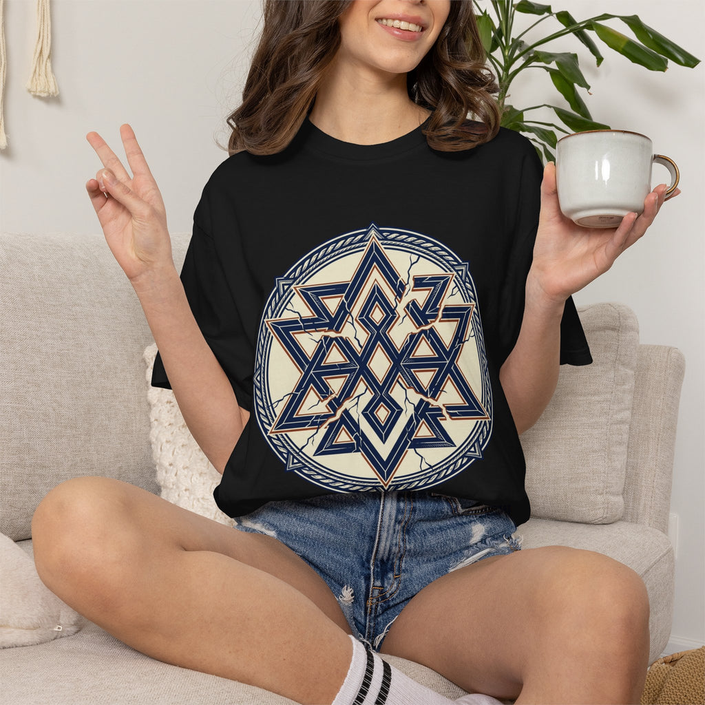 Power Runs Black PRB Geometric Star Mandala T-Shirt — "Control Fractures the Flow" Graphic Tee by Power Runs Black