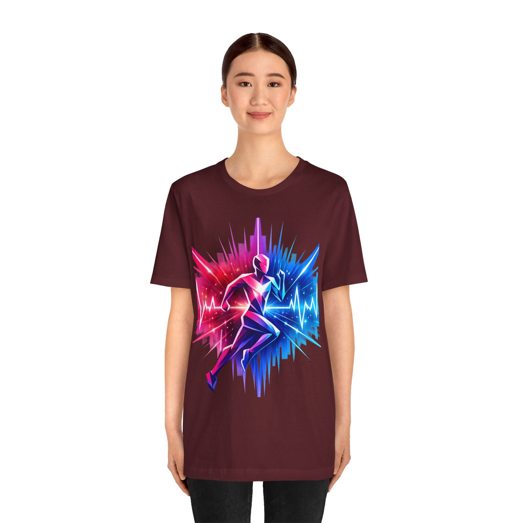 Power Runs Black PRB Running Pulse Graphic Tee — Neon Runner Heartbeat Sports T‑Shirt by Power Runs Black