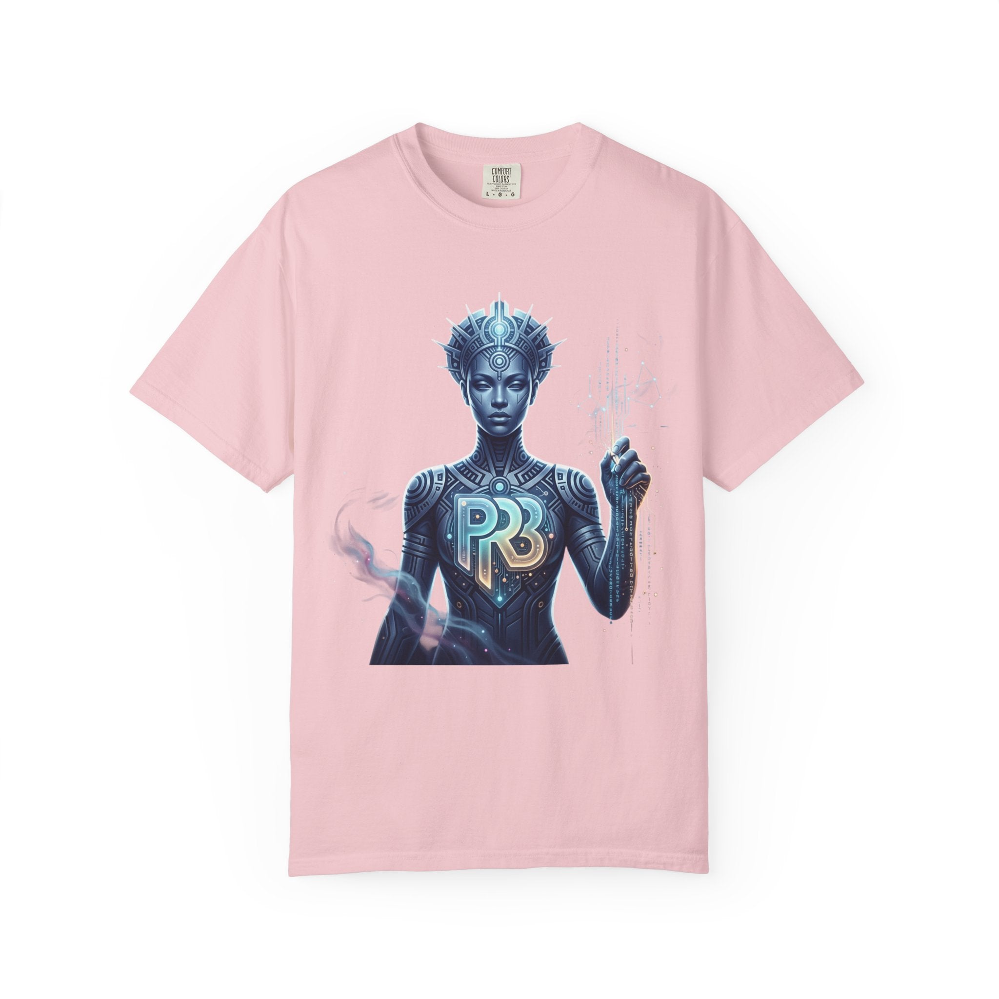 Printify PRB Divine Code Architect 4K Futuristic Blue Android with PR Chest Logo T-Shirt - T-Shirt