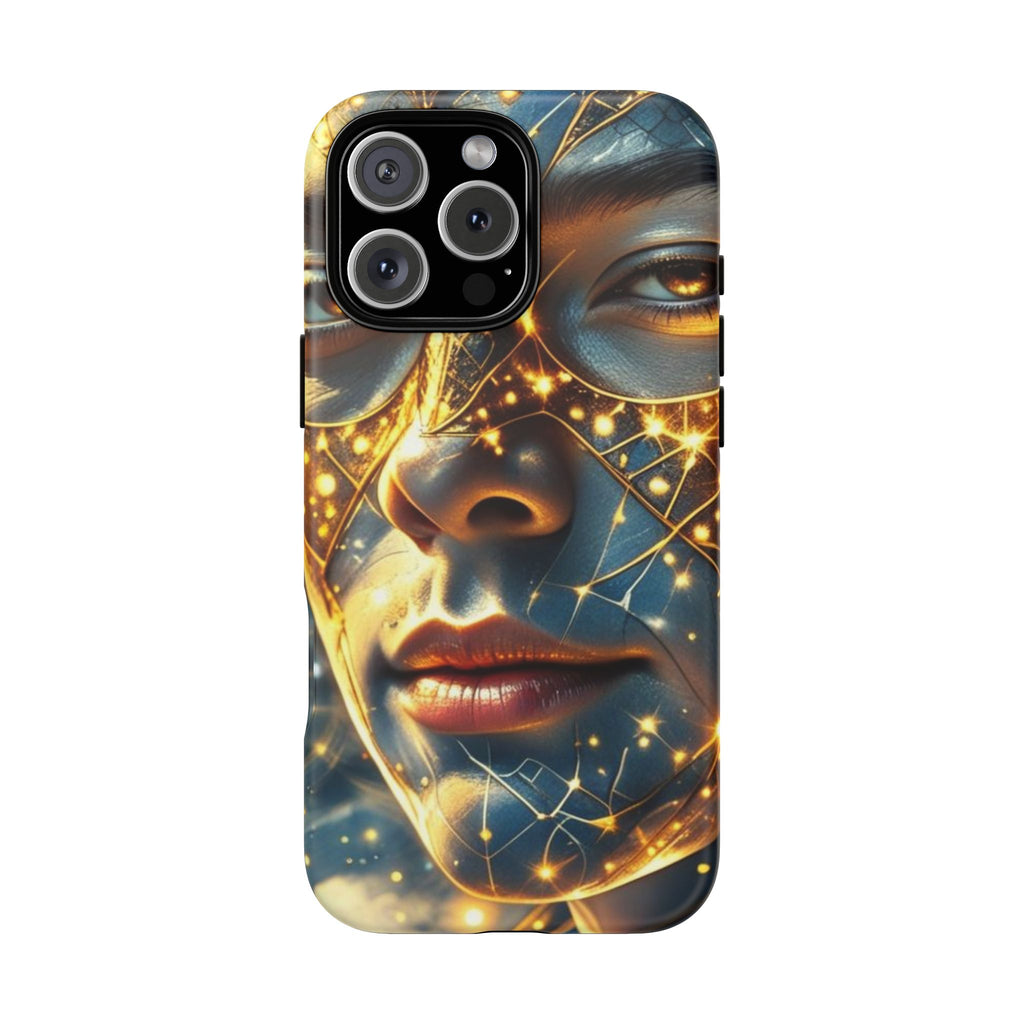 PRB Galactic Portrait Tough Case | Cosmic Face Phone Case, Starry Nebula Design by Power Runs Black