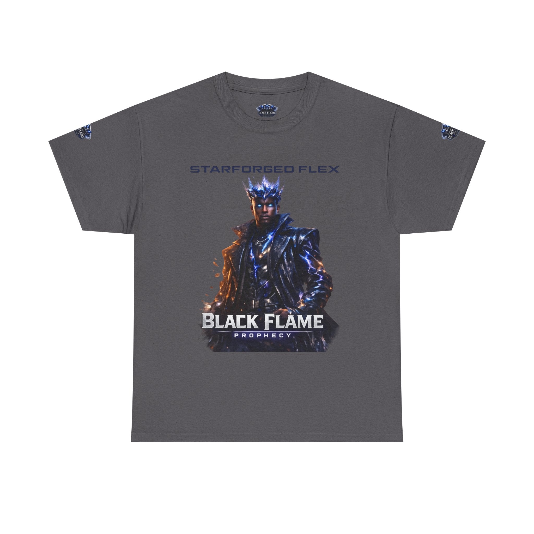 PRB Black Flame Prophecy Tee — Starforged Flex Graphic T‑Shirt by Power Runs Black