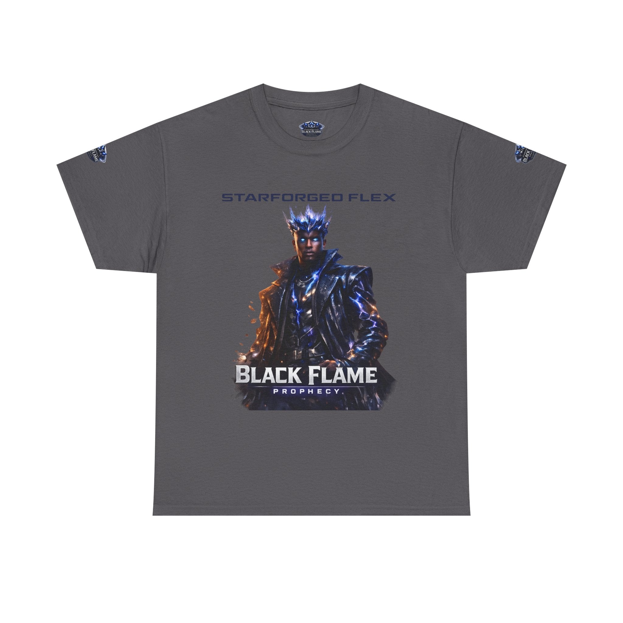 Black Flame Prophecy Graphic Tee — Dark Fantasy Sci-Fi T-Shirt | Power Runs Black by Printify