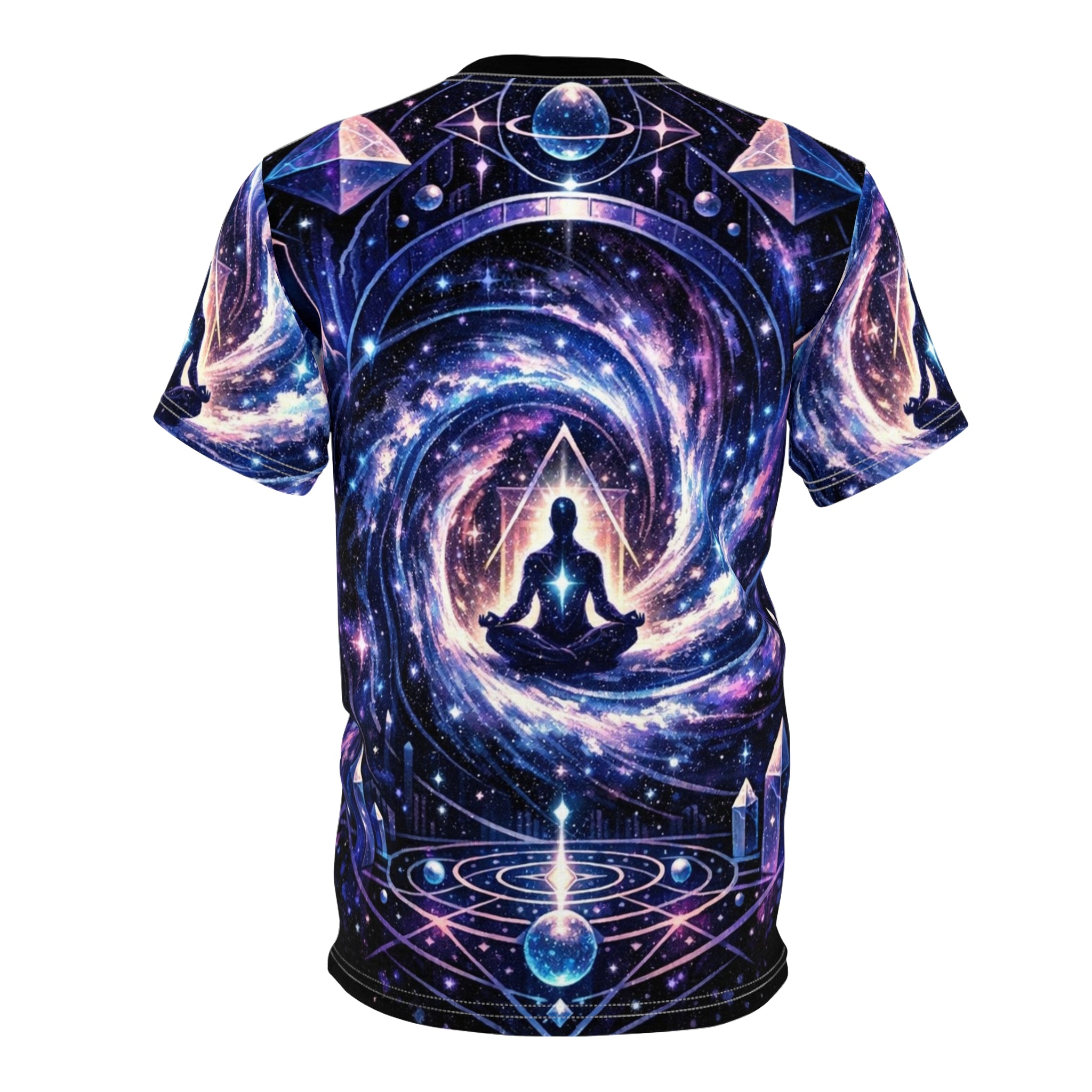 PRB Meditation Galaxy Tee — Spiritual Cosmic AOP Shirt by Power Runs Black