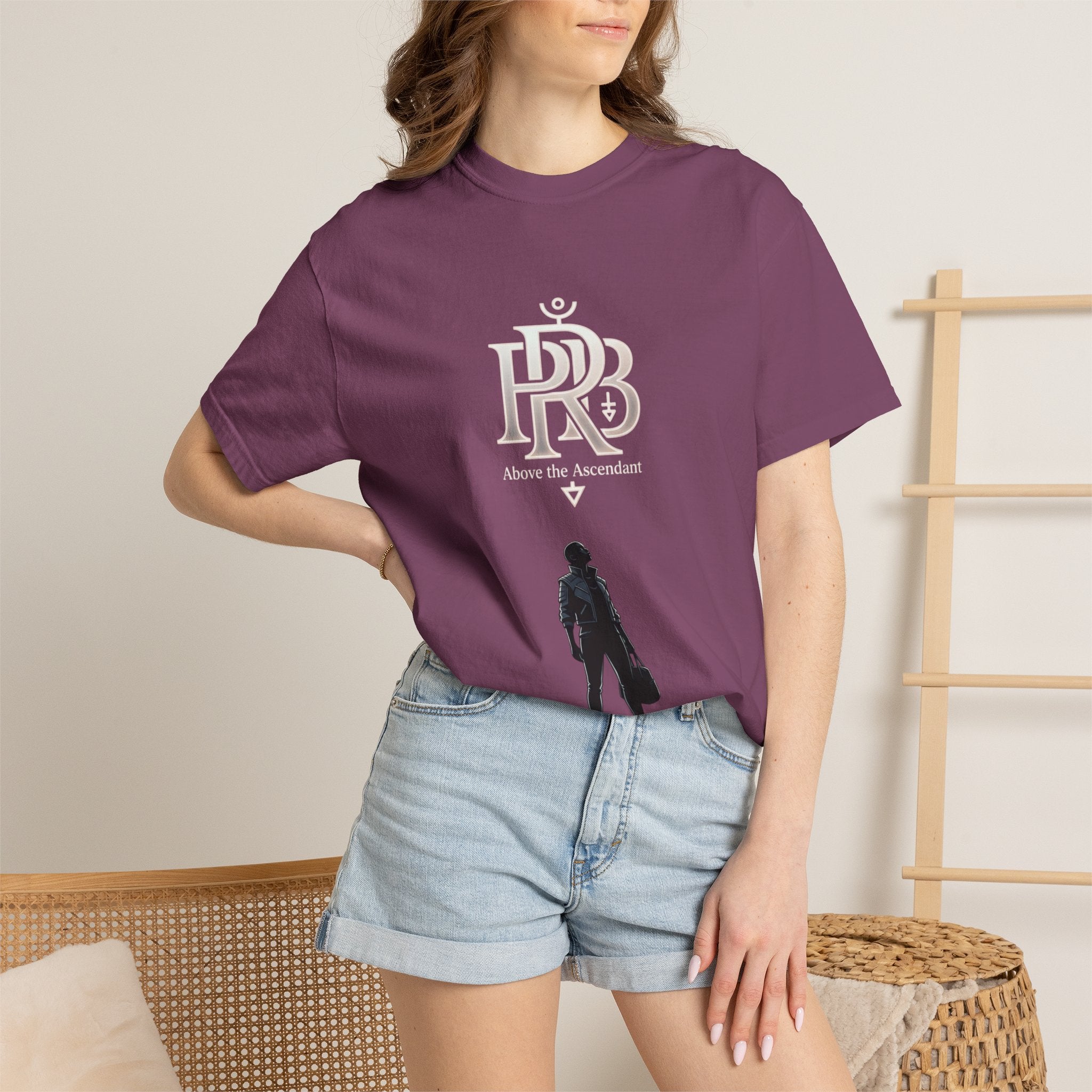Printify Silhouette Logo T‑Shirt — Minimalist Dressed Figure & PRD Monogram - T-Shirt