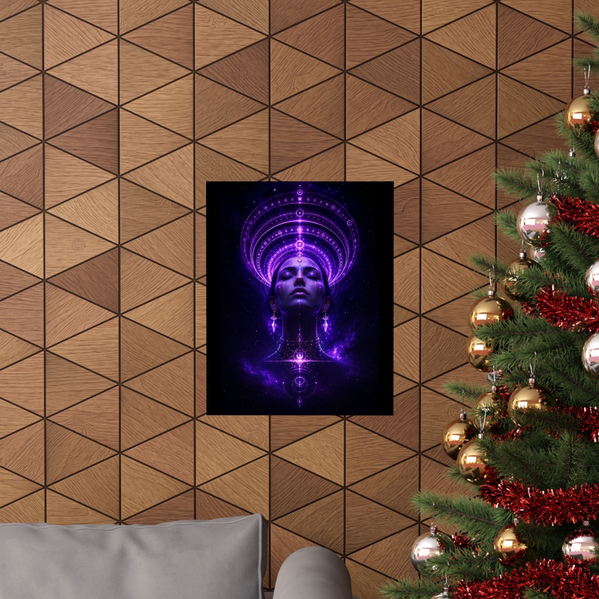 Power Runs Black Cosmic Goddess Poster — Purple Spiritual Wall Art Matte Vertical Print by Power Runs Black