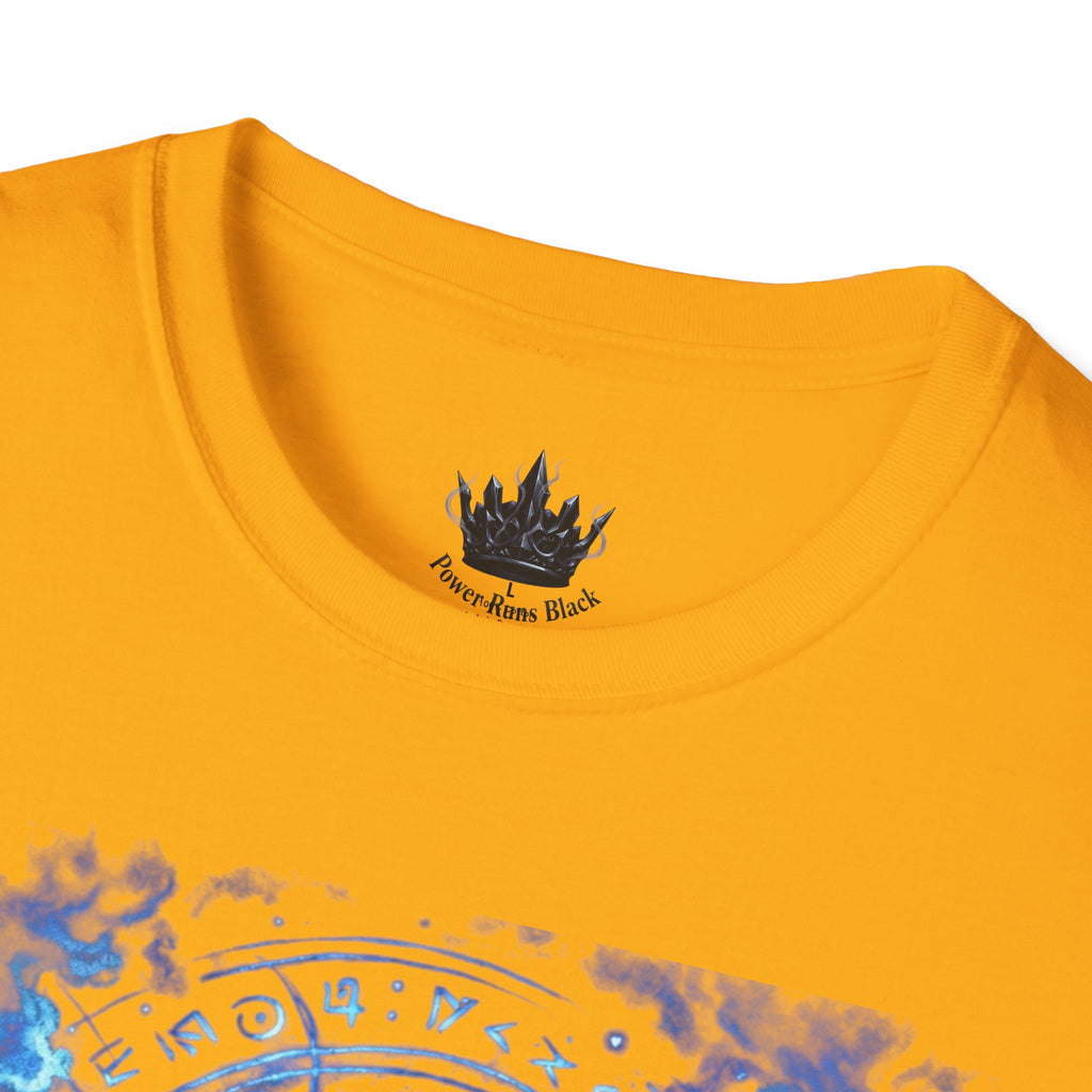 PRB Mystic Oceanic Spell T-Shirt — Blue Serpent & Moon Magic Tee by Power Runs Black