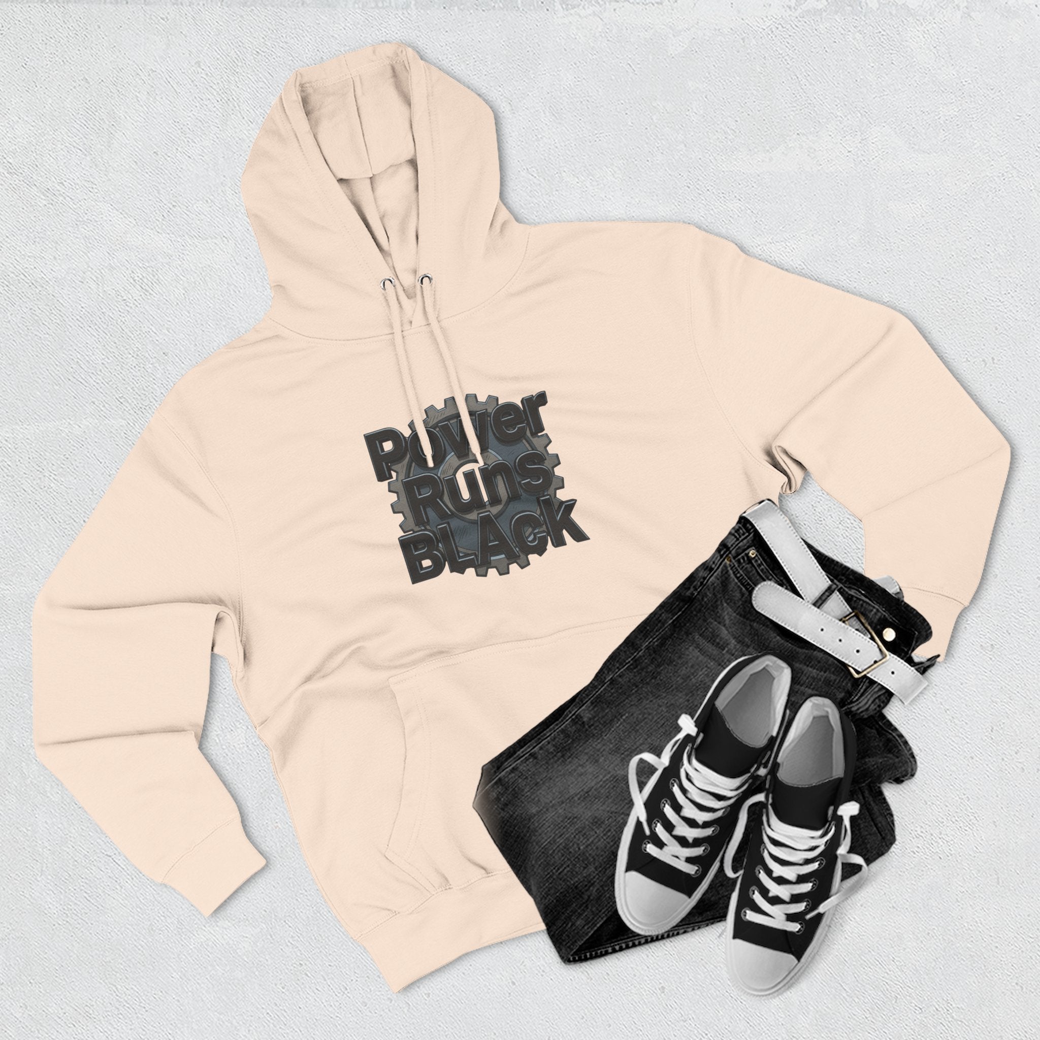 PRB Built of Power Graphic Hoodie — ‘Power Runs Black’ Industrial Mech Design by Power Runs Black
