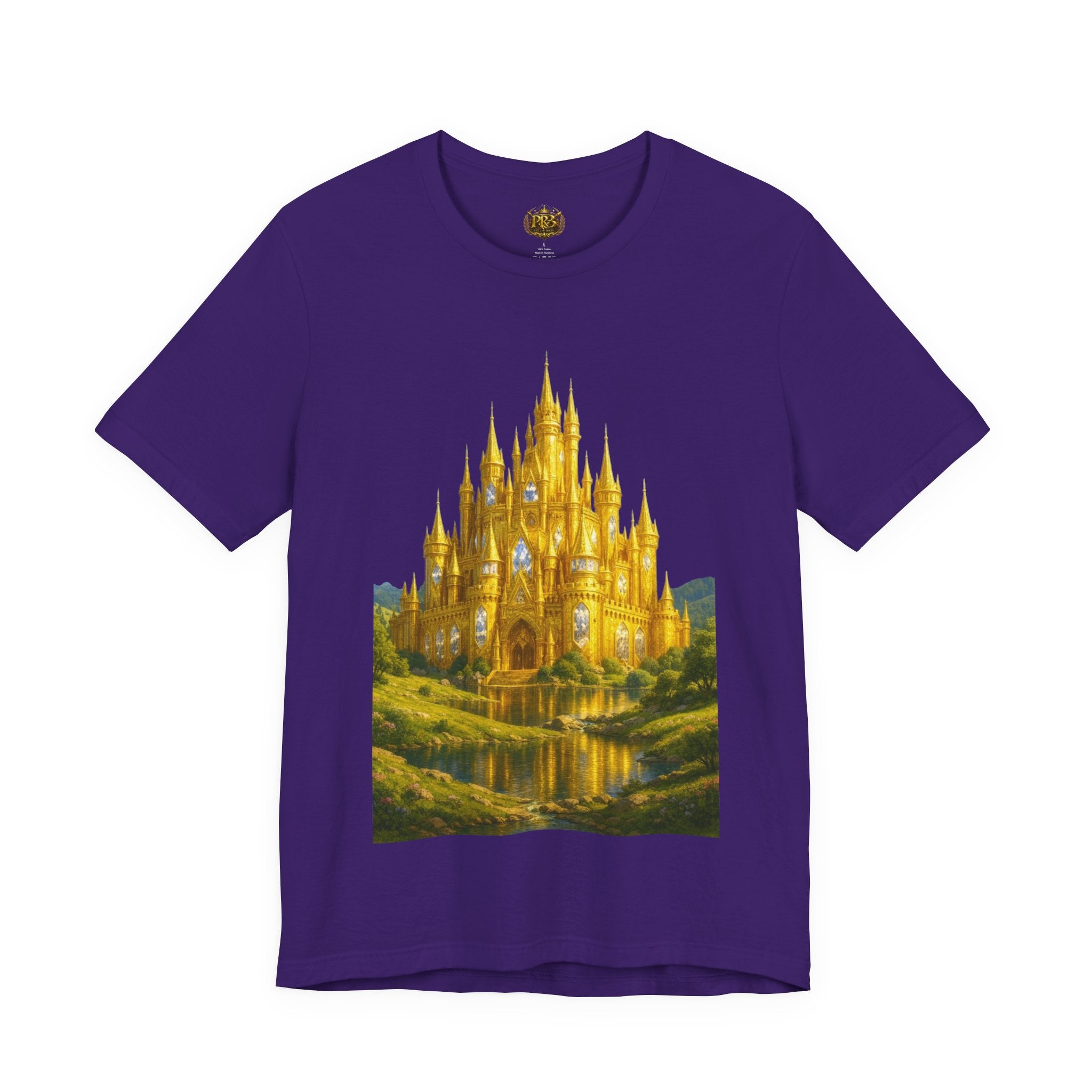PRB Golden Fantasy Castle Tee | Magical Kingdom Illustration, Fairytale Scene by Power Runs Black