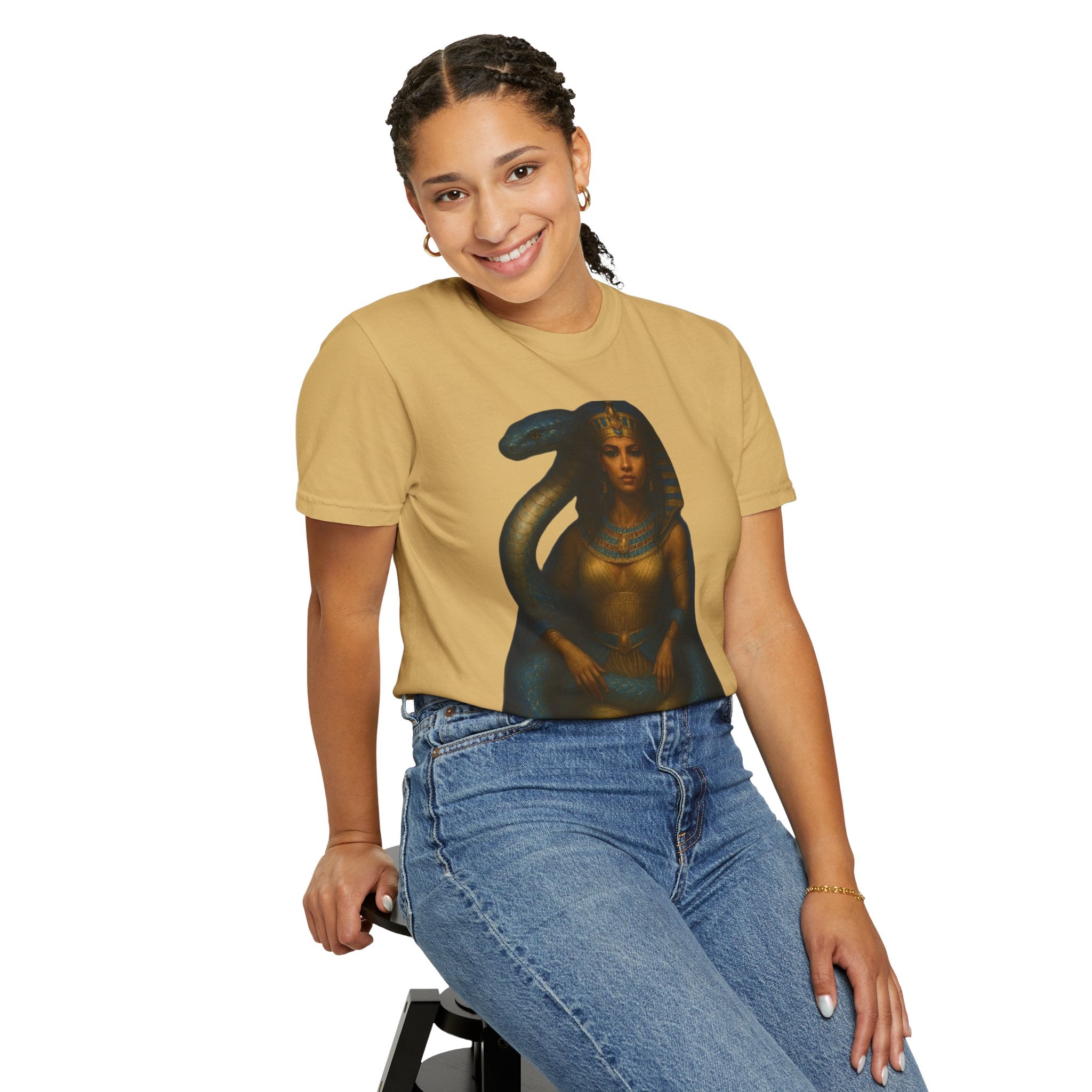 PRB Egyptian Goddess with Snake T-Shirt | Pharaoh Serpent Art Tee by Power Runs Black