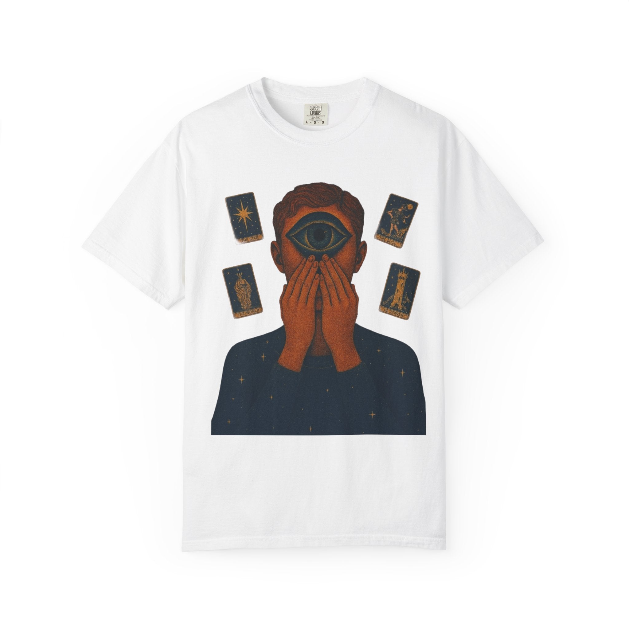 PRB Third Eye Tarot Illustration T-shirt | Occult Mystic Artwork by Power Runs Black