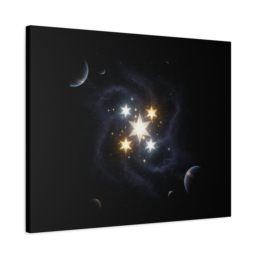 PRB Celestial Star Cluster Matte Canvas Print — Cosmic Planets Wall Art by Printify