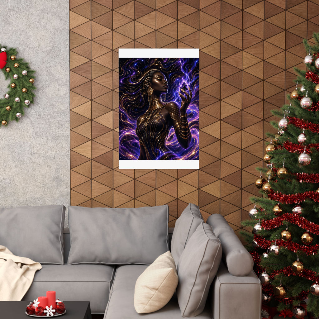 Power Runs Black Cosmic Goddess Matte Poster by Power Runs Black