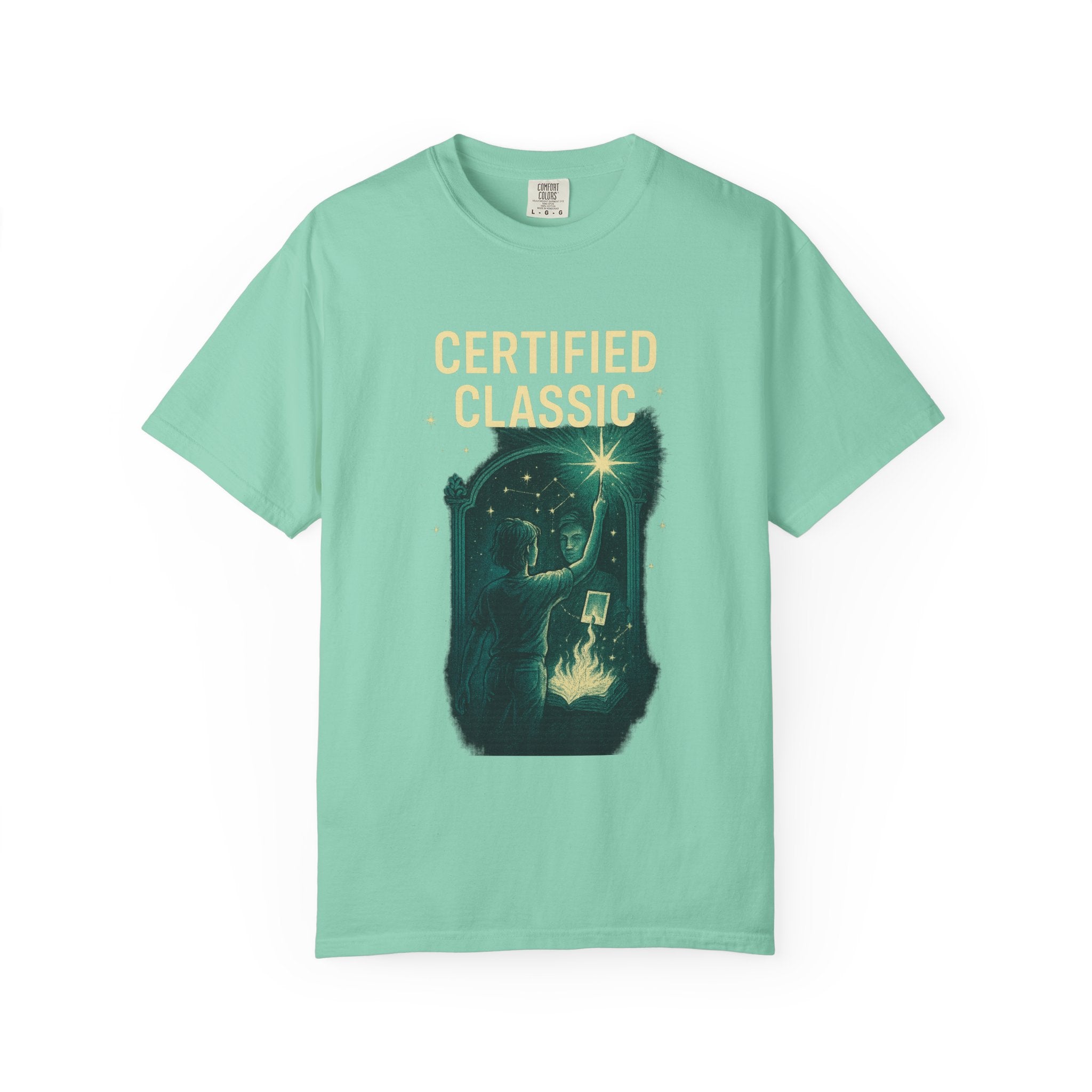 PRB Certified Classic illustration T-shirt | vintage camping, night sky, campfire by Power Runs Black