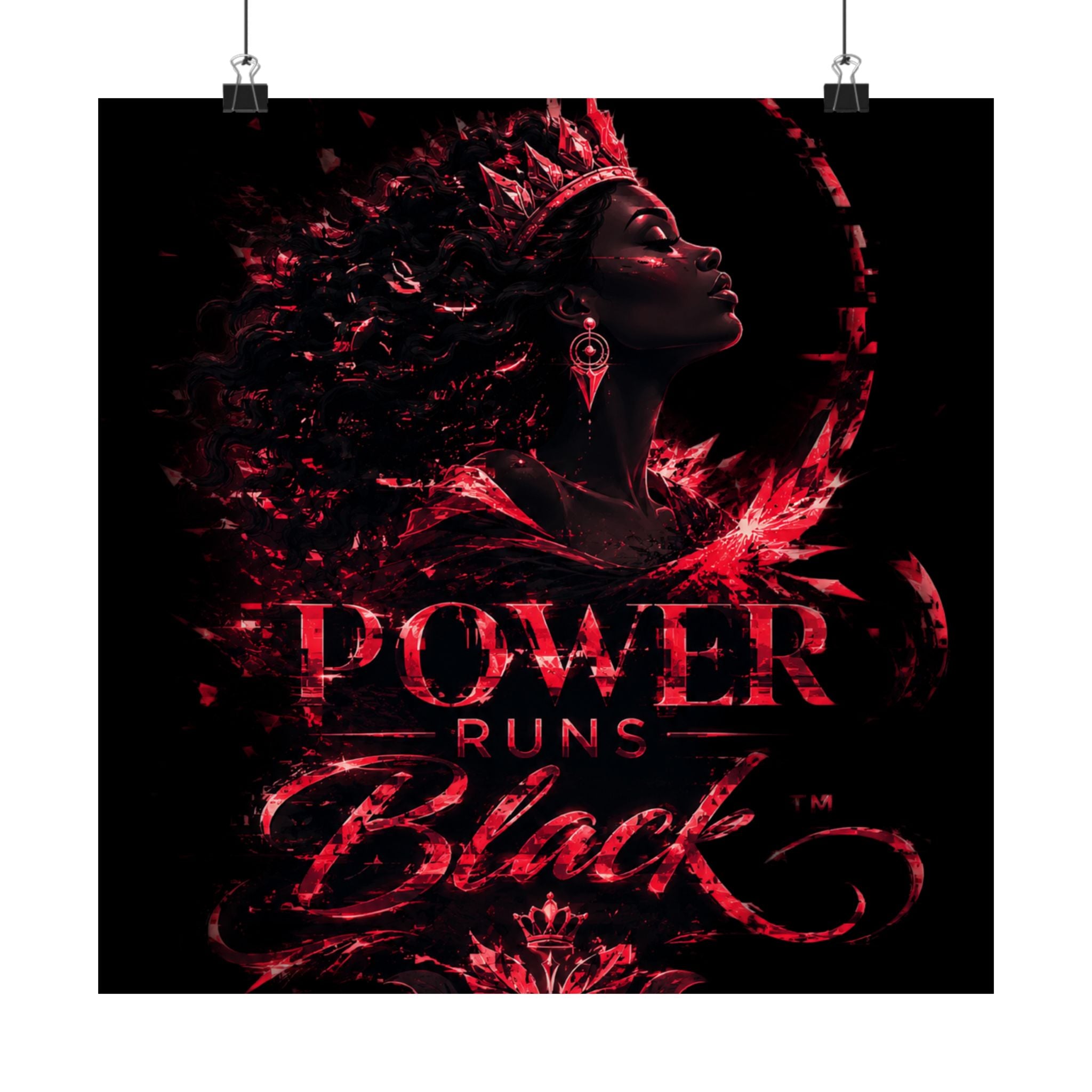 Power Runs Black Matte Poster — Afrocentric Inspirational Wall Art by Power Runs Black