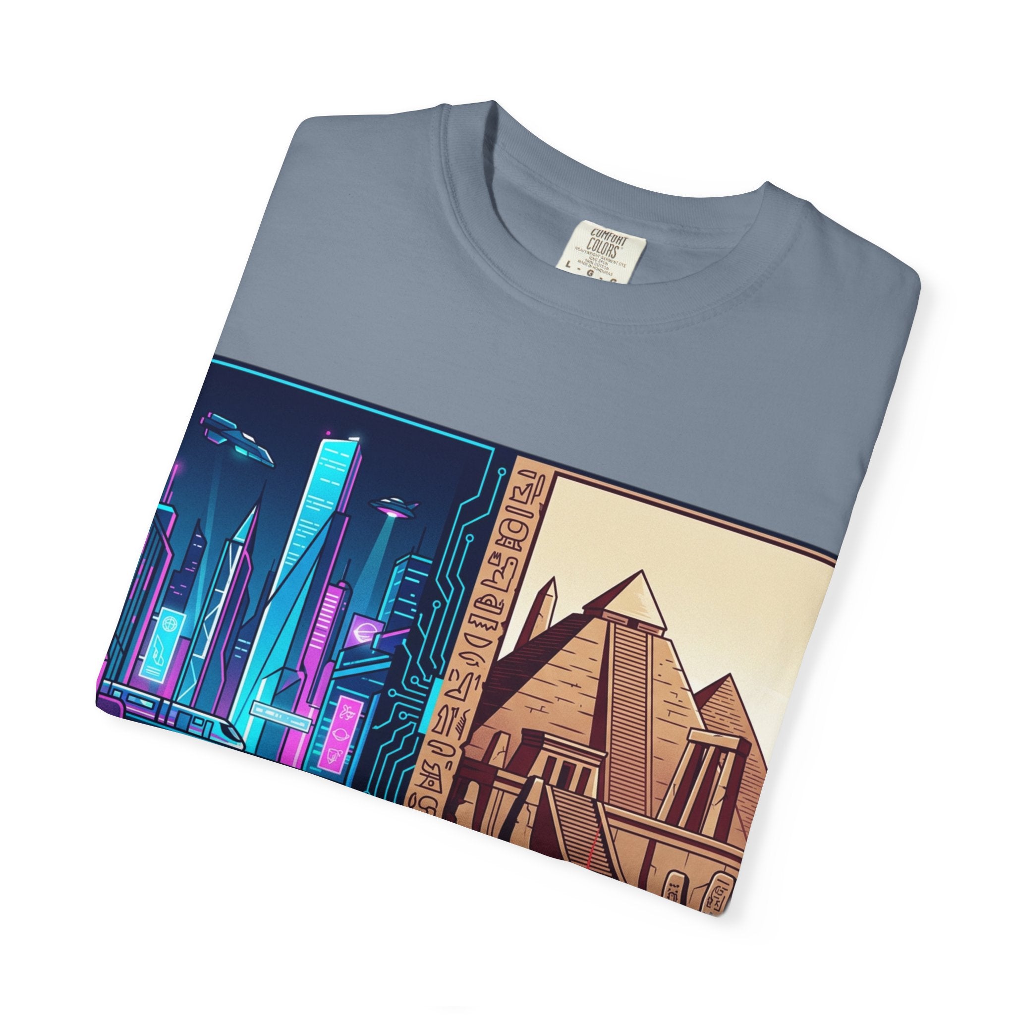 Power Runs Black PRB Blue Technopolis/ Red Dominion Two Worlds One System T-Shirt by Power Runs Black
