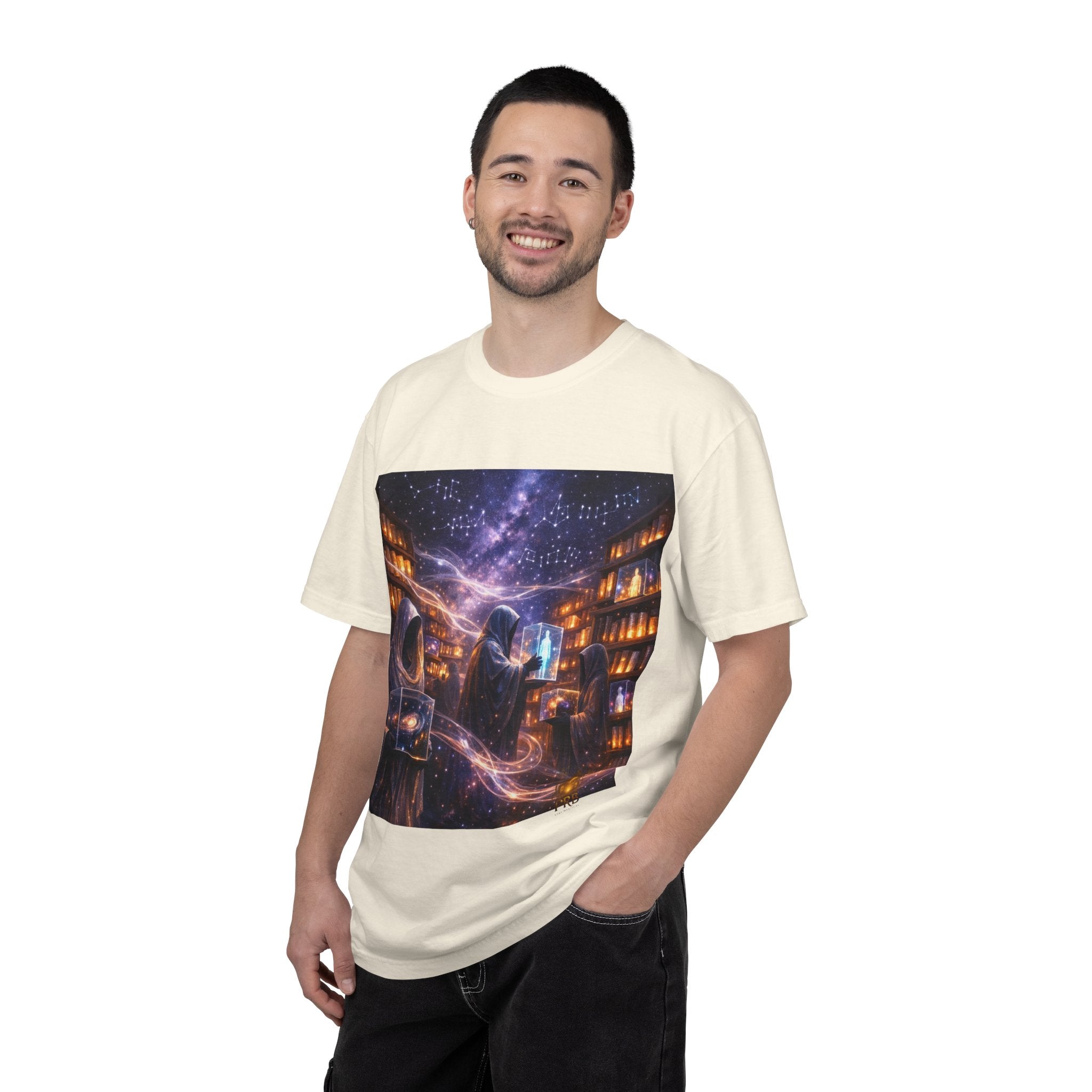 PRB Mystic Library Wizards T-Shirt — Cosmic Sorcerer Art Tee by Power Runs Black