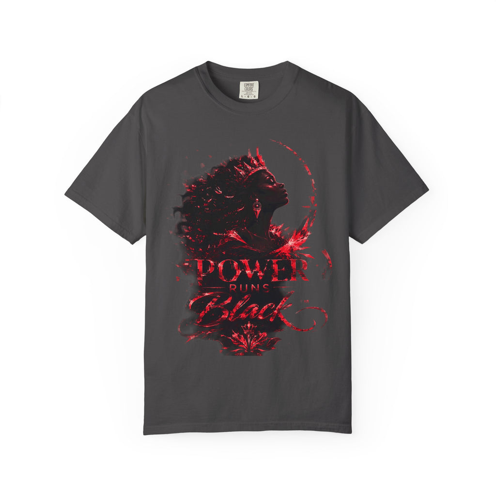 Power Runs Black Crown T-Shirt | Gothic Silhouette Artwork by Power Runs Black