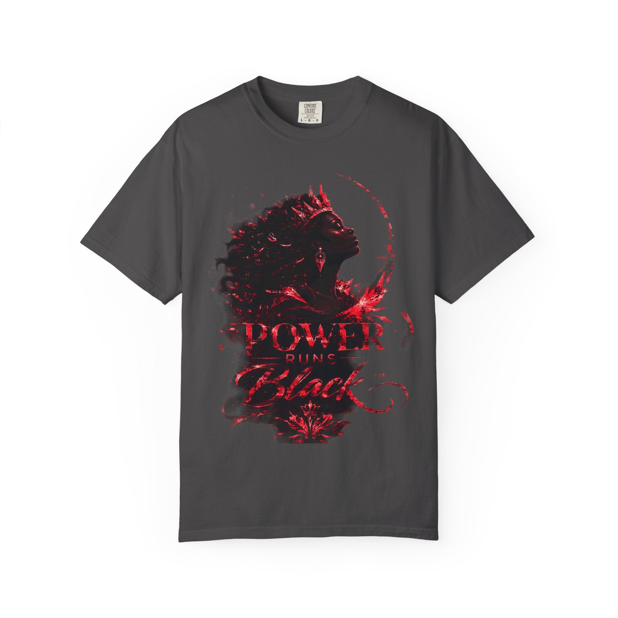 Power Runs Black Crown T-Shirt | Gothic Silhouette Artwork by Power Runs Black