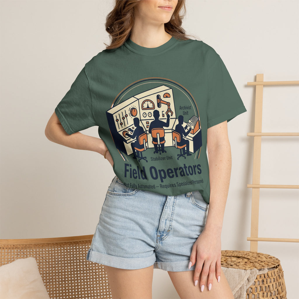 Power Runs Black PRB Field Operators T-Shirt — "Field Operators: Not Fully Automated — Requires Specialized Personnel" by Power Runs Black