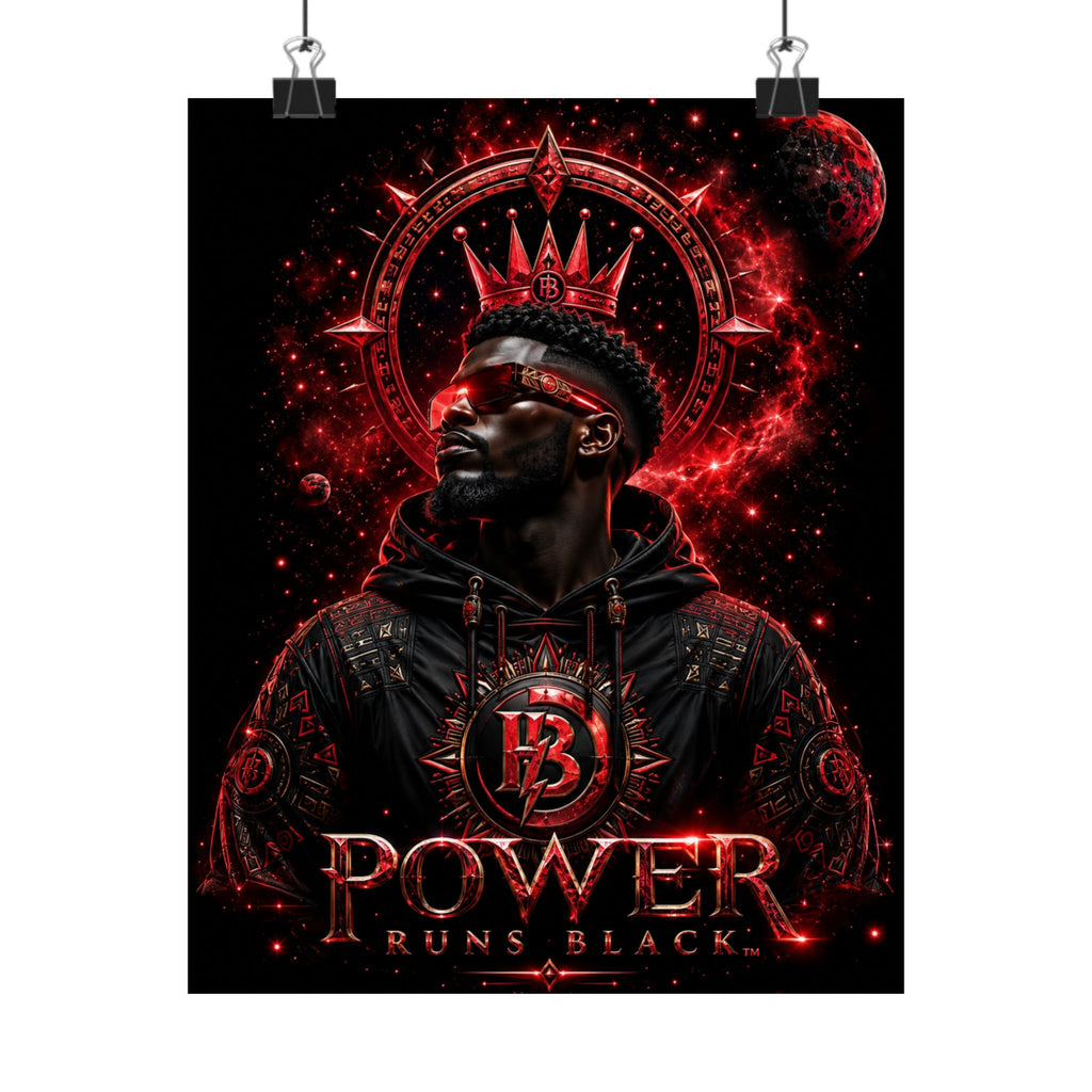 Power Runs Black Matte Poster — Afrocentric King Portrait (Vertical) by Power Runs Black