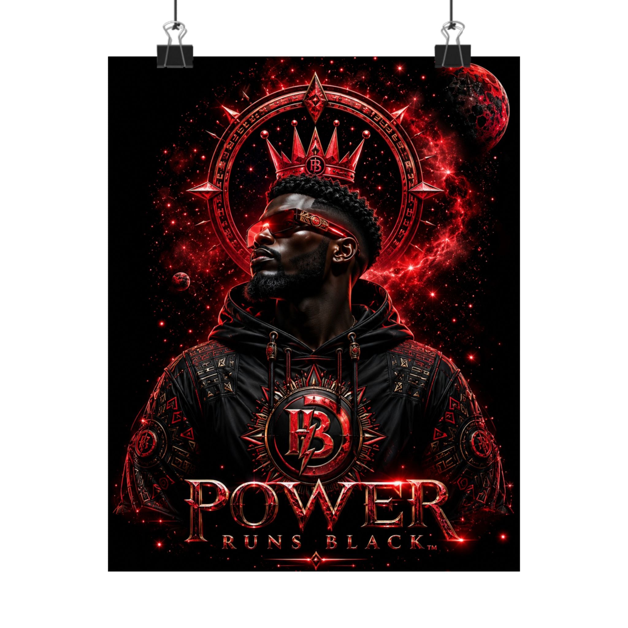 Power Runs Black Matte Poster — Afrocentric King Portrait (Vertical) by Power Runs Black