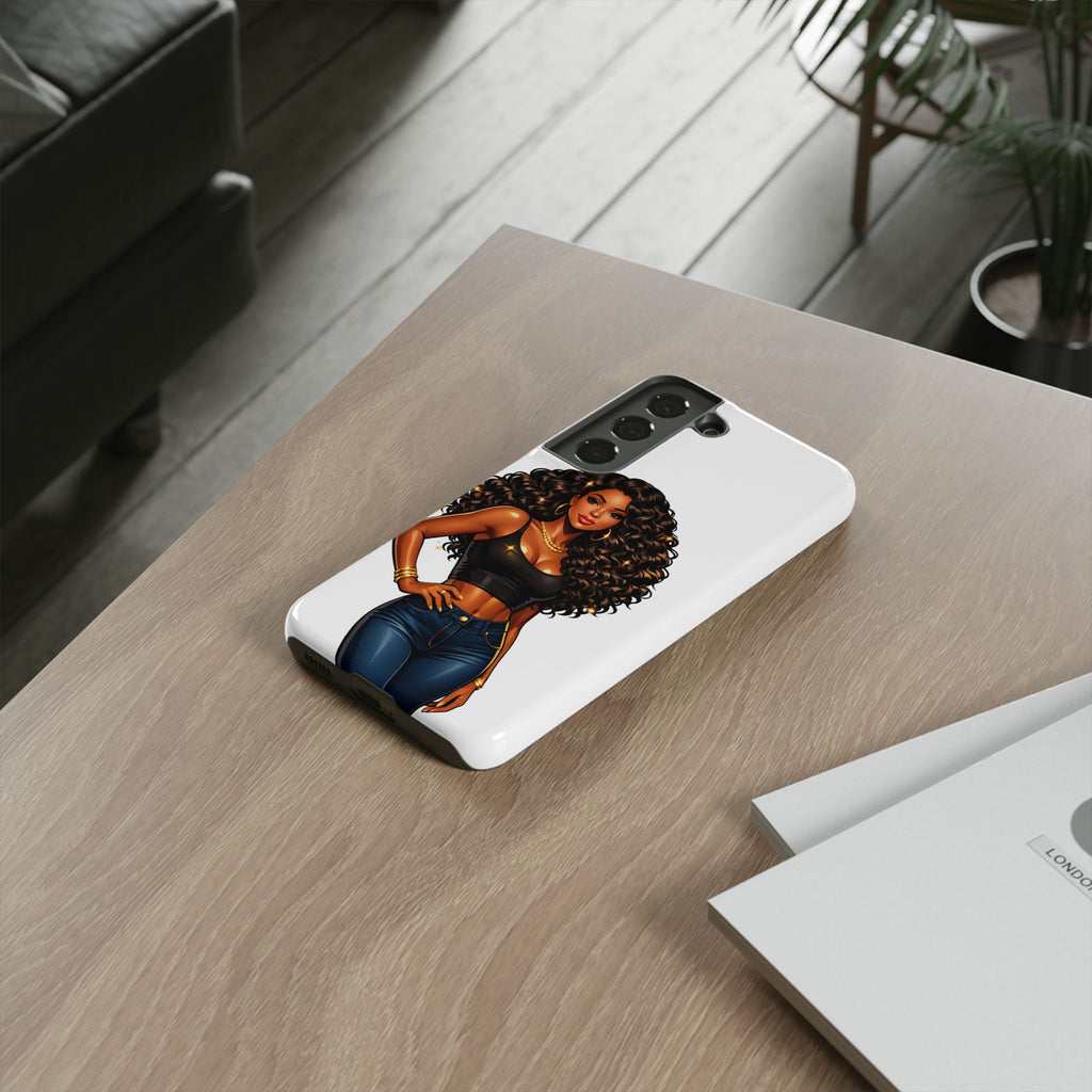 Pretty Rich Bitch by PRB Curly Hair Phone Case by Power Runs Black