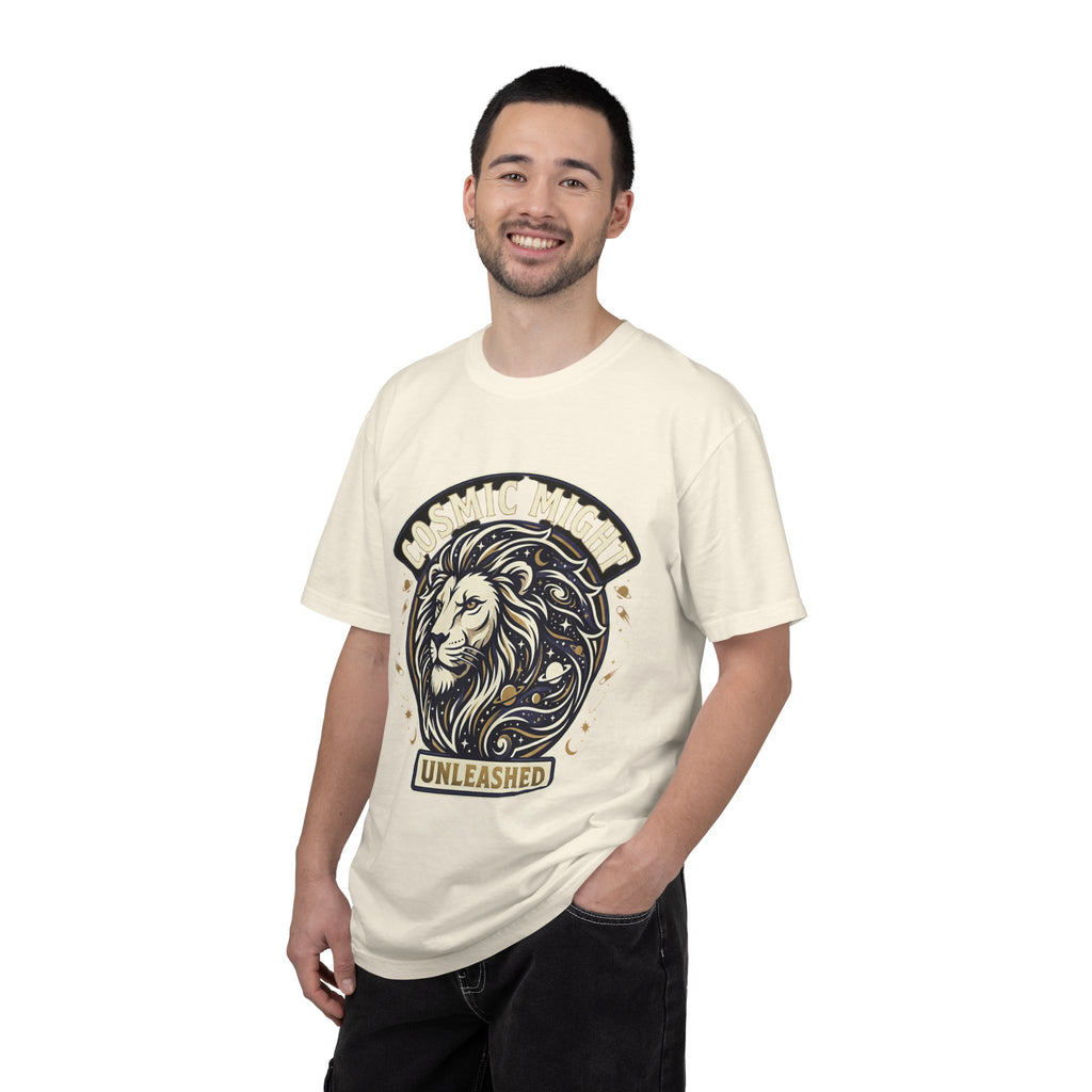 PRB Starforged Flex Cosmic Might Unleashed Lion Graphic T-Shirt — "Unleashed" Inspirational Lion Tee by Power Runs Black