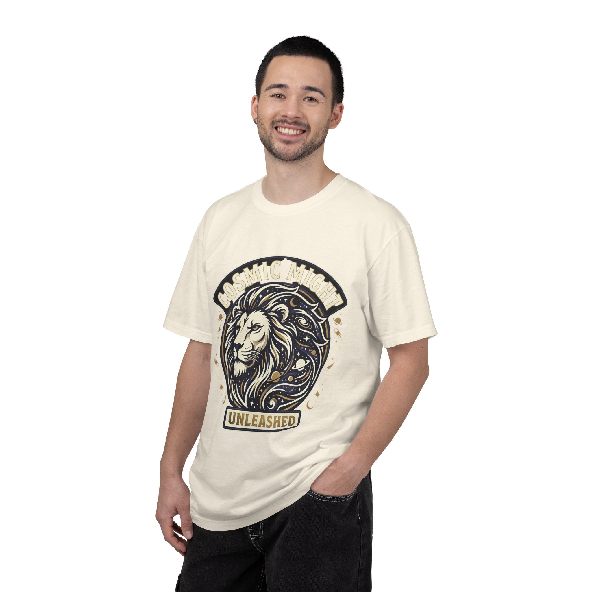 PRB Starforged Flex Cosmic Might Unleashed Lion Graphic T-Shirt — "Unleashed" Inspirational Lion Tee by Power Runs Black