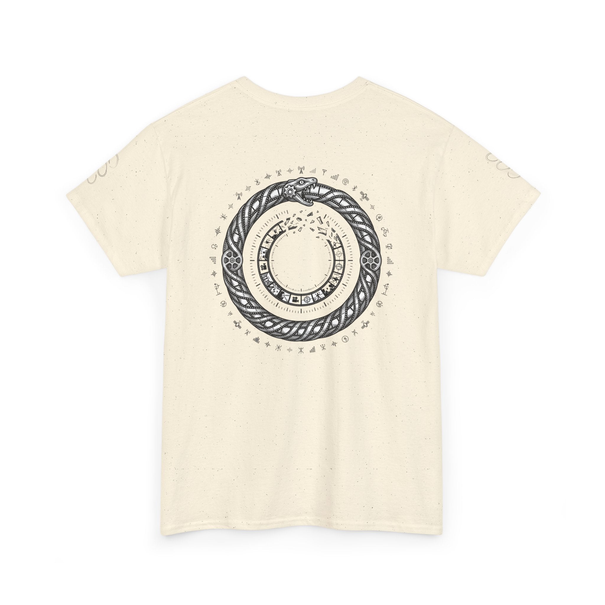 Power Runs Black — "The Agenda of the Arch" Retro TV Ouroboros Graphic Tee by Printify