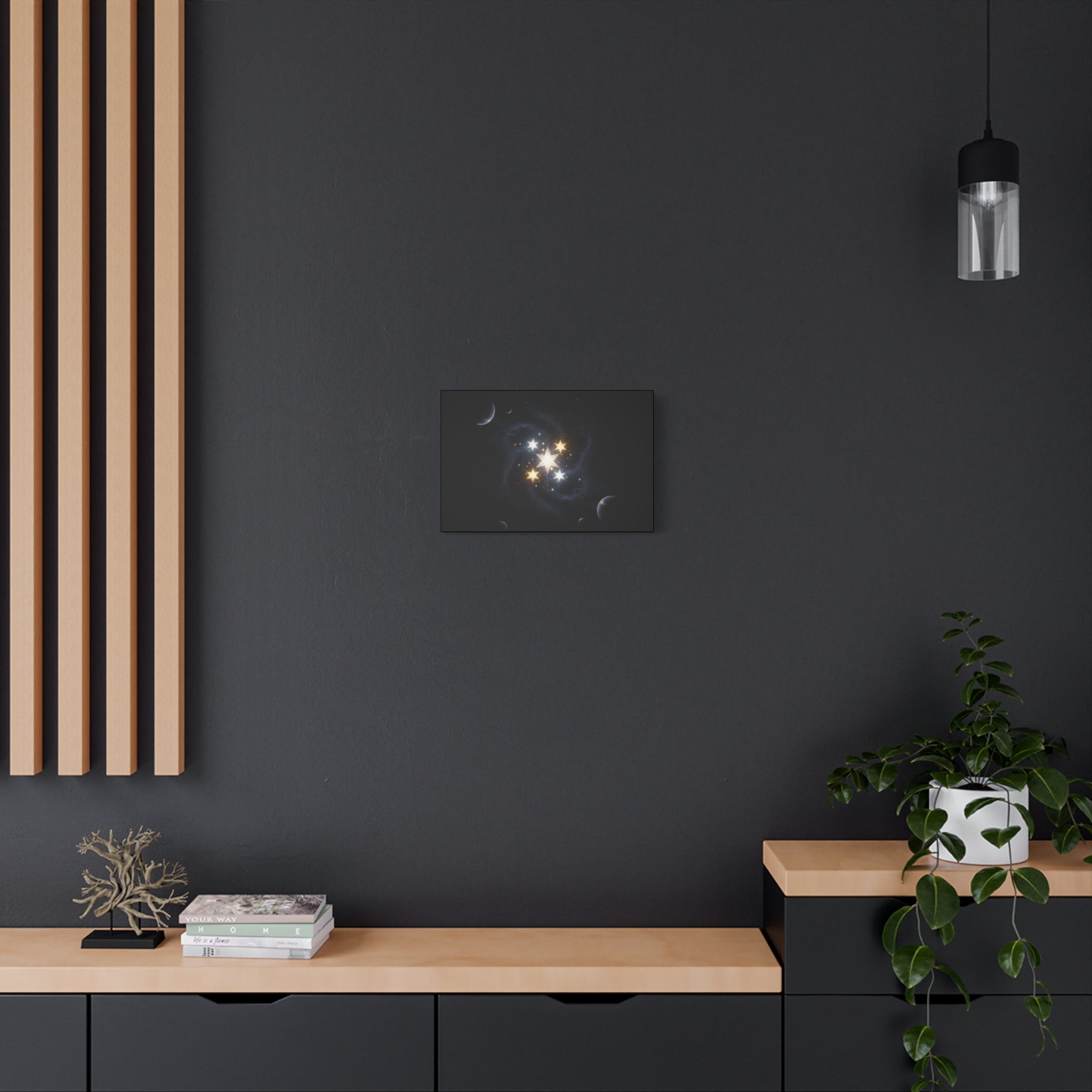 Power Runs Black PRB Glowing Star Constellation Canvas by Power Runs Black