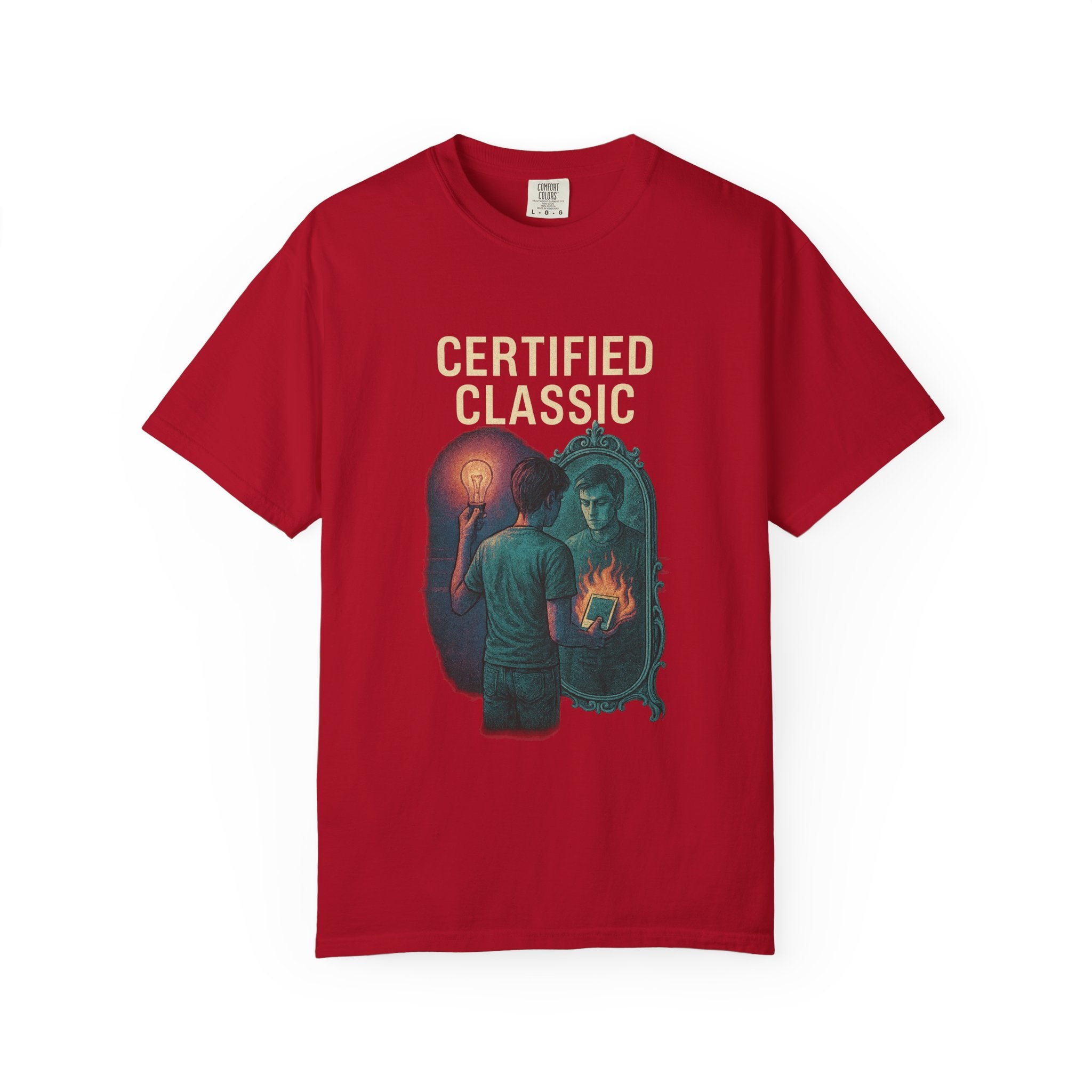 PRB Certified Classic Mirror Illustration T-shirt | Retro Mystic Artwork by Power Runs Black