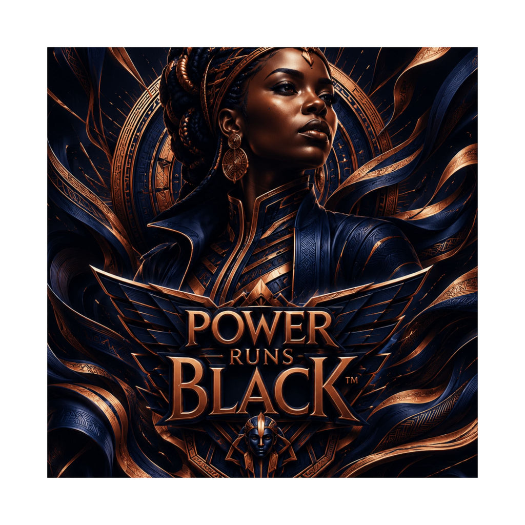Power Runs Black Matte Poster — Afrocentric Inspirational Wall Art by Power Runs Black